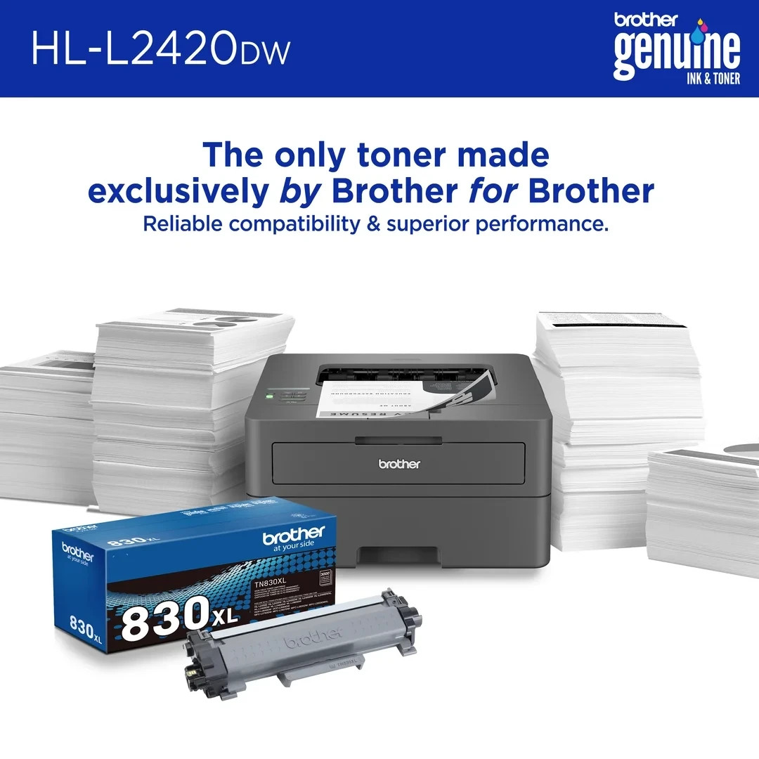 Brother HL-L2420DW Wireless Compact Monochrome Laser Printer with Duplex, Mobile