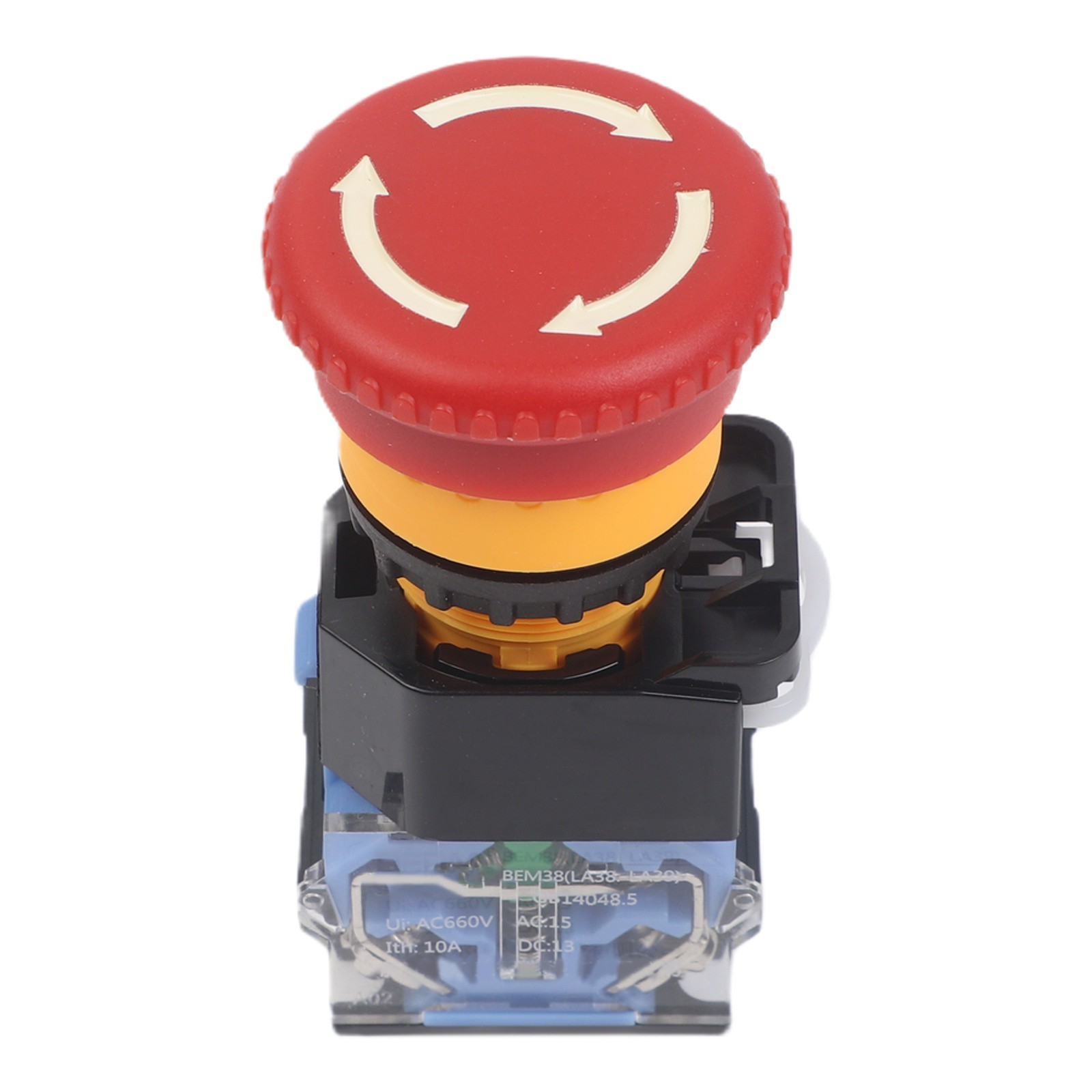 Push Button Switch with Mushroom Head 660V Maximum Voltage 22mm Diameter