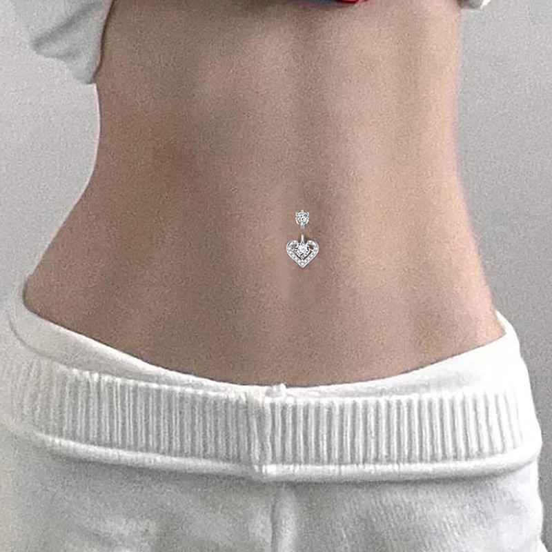 Fashion Crystal Zircon Belly Button Rings For Women Heart Butterfly Navel Ring