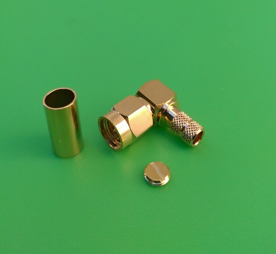 (1 SET) SMA Male Right Angle crimp RG58 RG142 RG400 LMR195 Connector -USA Seller