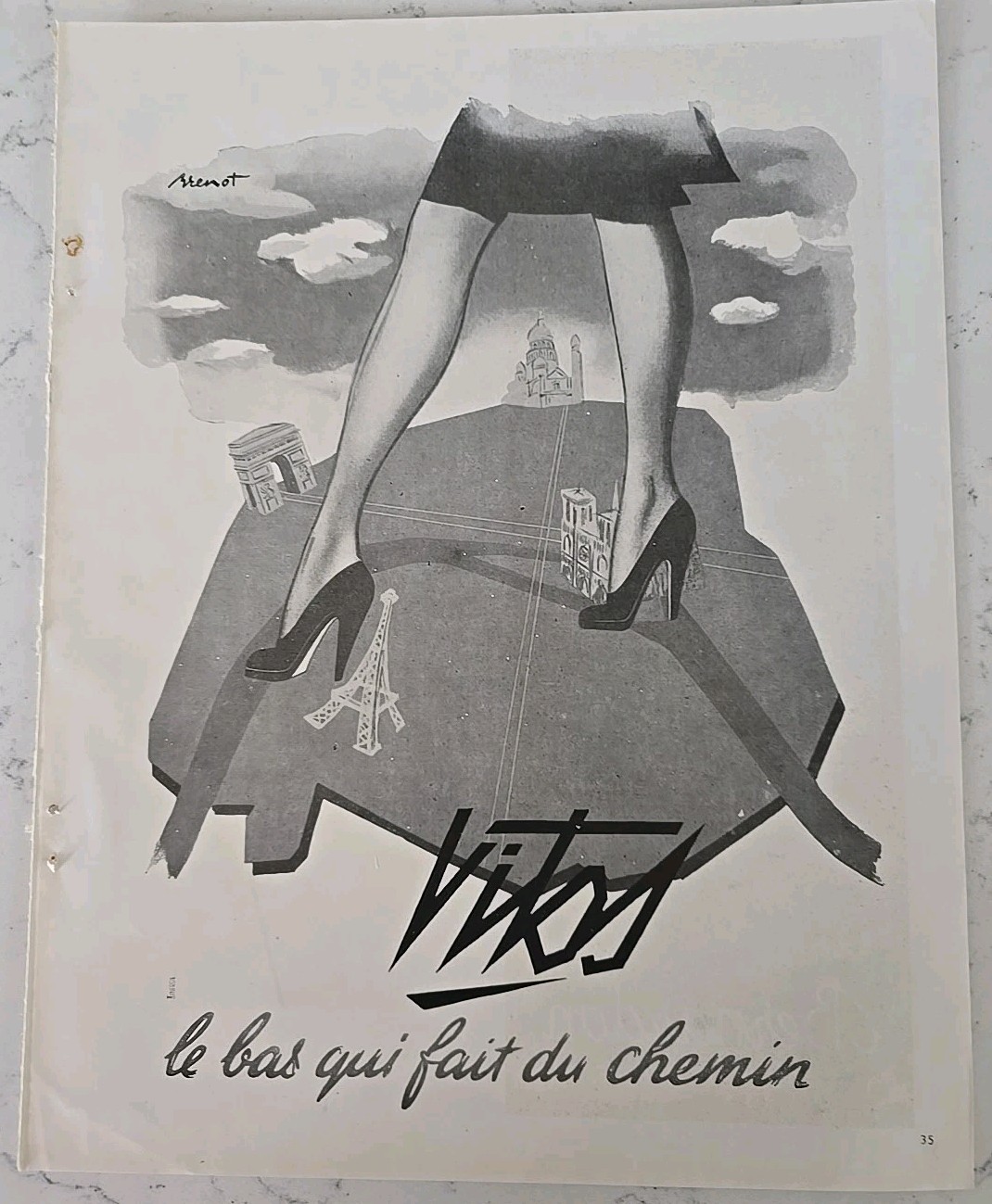 1948 Womens Vitos French Nylons Stockings hosiery legs art vintage ad