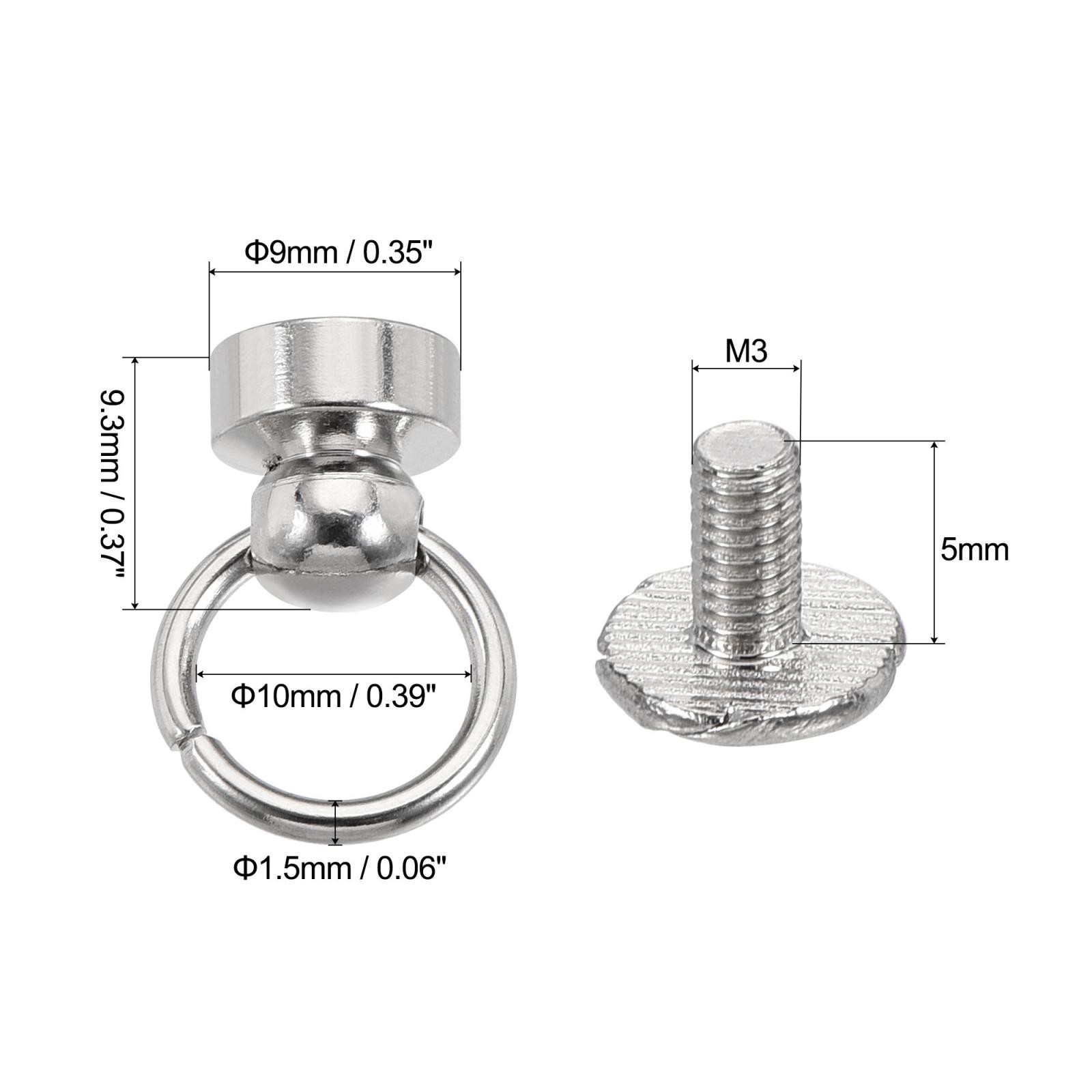 9x9.3mm Pull Ring Rivets Studs Round Head for DIY Brass Silver Tone 20pcs