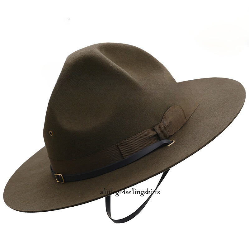Men's 100% Wool Sergeant Hat Military Campaign Hat Instructor Mountie Ranger Hat