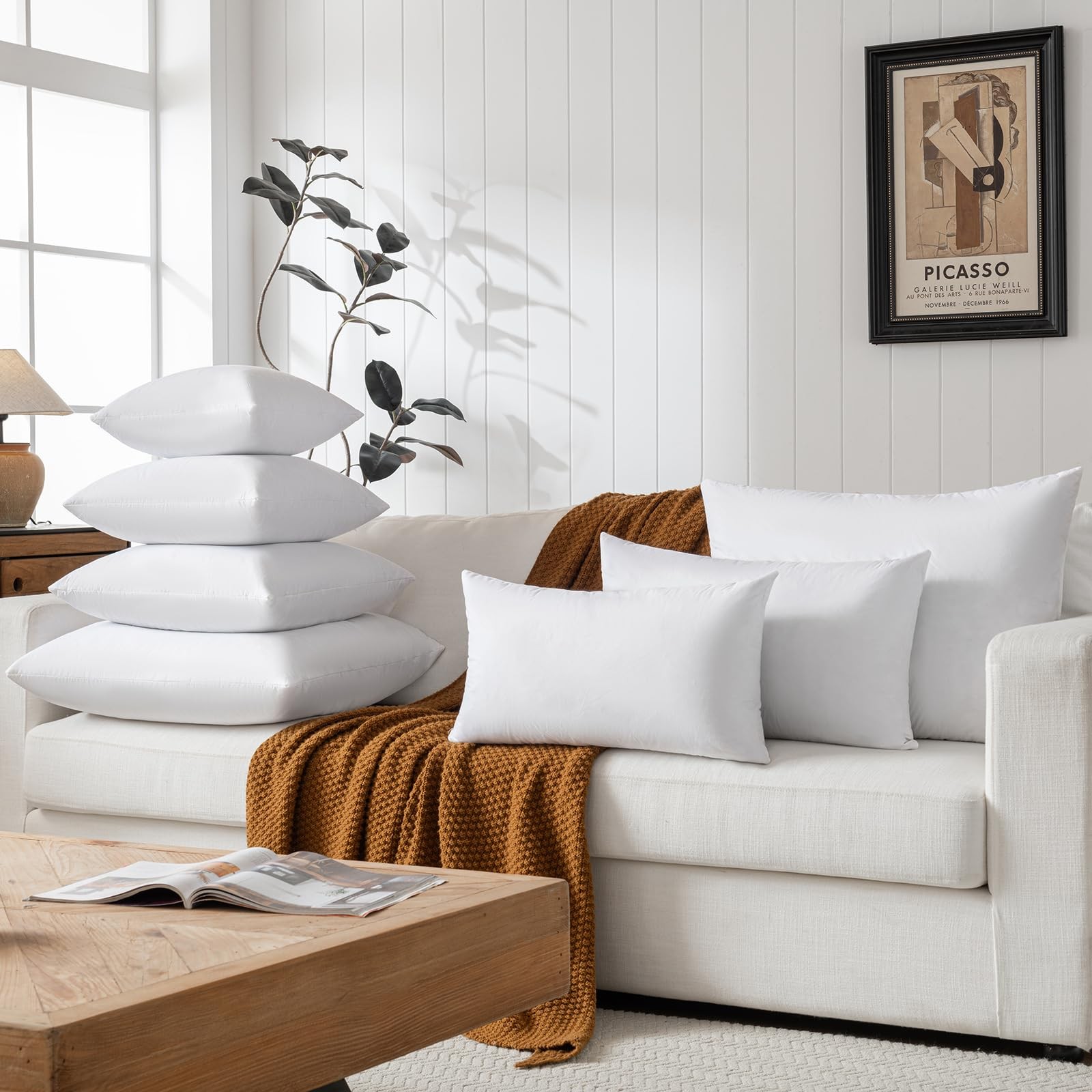 basic home 26x26 Euro Throw Pillow Inserts-Down Feather Pillow Inserts-Cotton