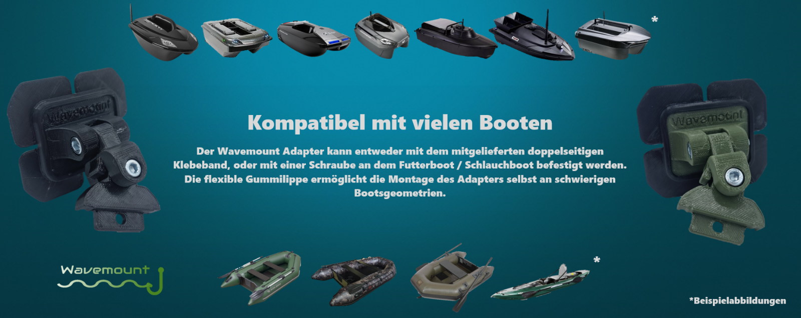 Wavemount 2 - Deeper Halterung Futterboot Schlauchboot Pro+ Chirp+ Chirp+2 NEU