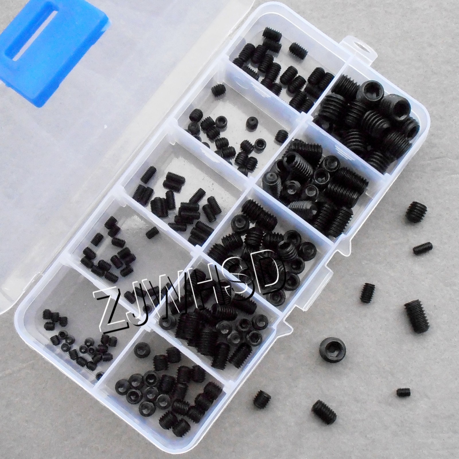 200pcs 12.9 class Allen Head Socket Hex Set Grub Screw Assortment Kit Cup Point