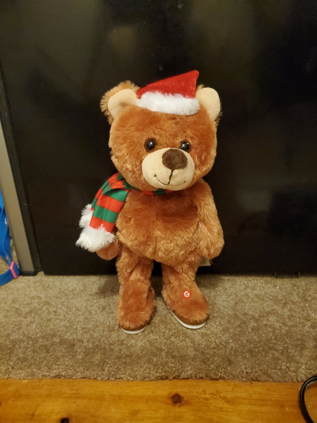 Gemmy Animated 11" Bear w Stocking Cap Playing JIngle Bells