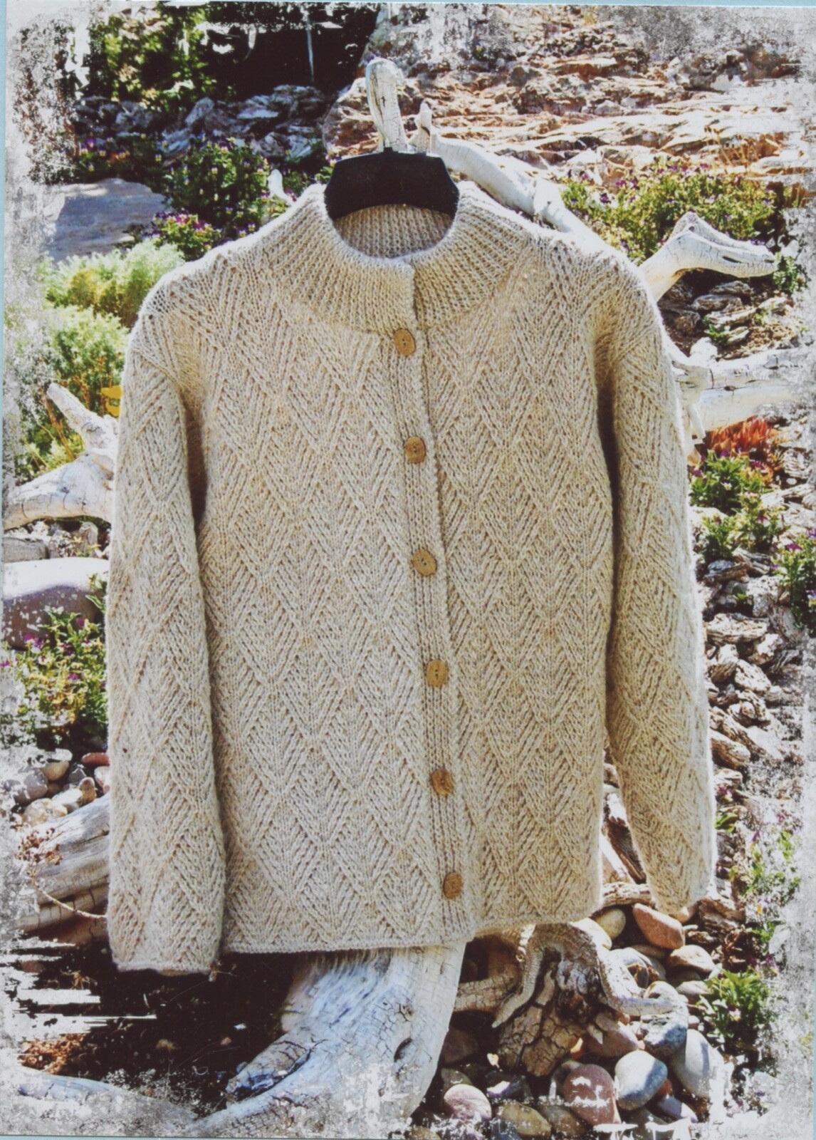 Sarah James Knitting Pattern WJ218 Ribbed Leaf Jacket Women 39"-50"