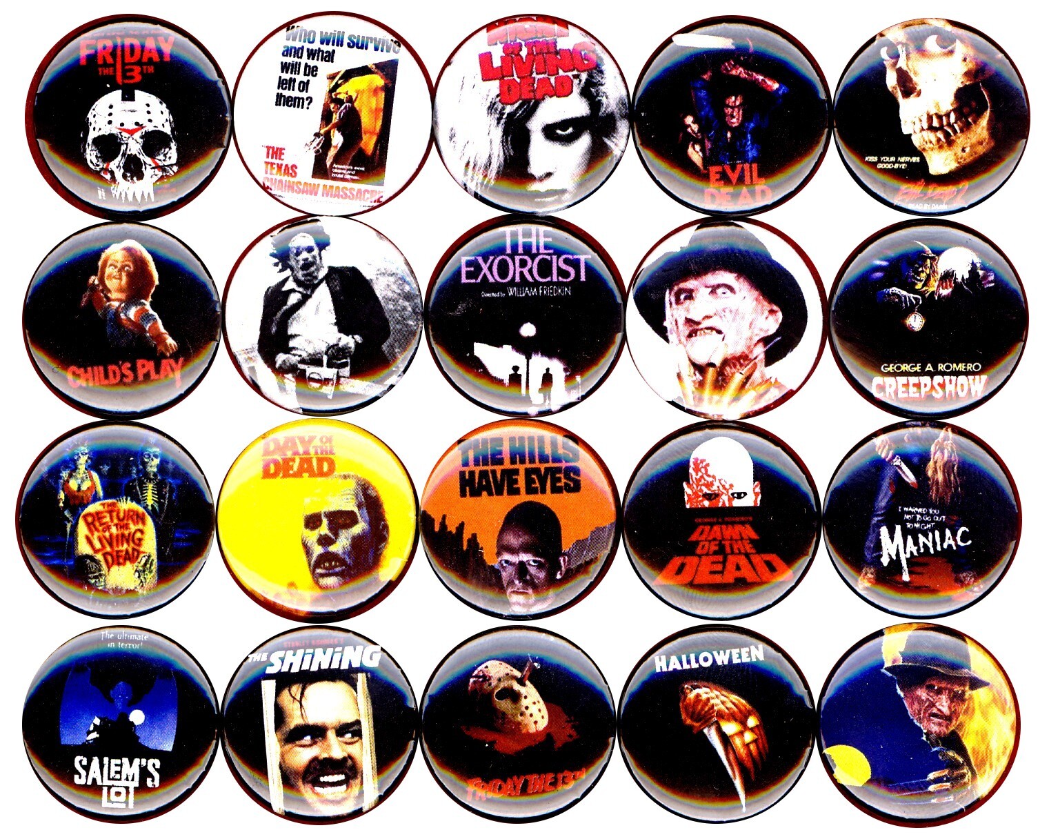 Flash Tattoo Art pin Set of 20 1" inch (25mm) pins Badge Traditional Classic Man