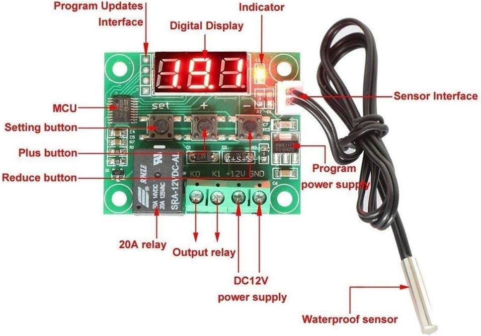 Precision Digital Temperature Control Module W1209 with 10A Relay for Durability