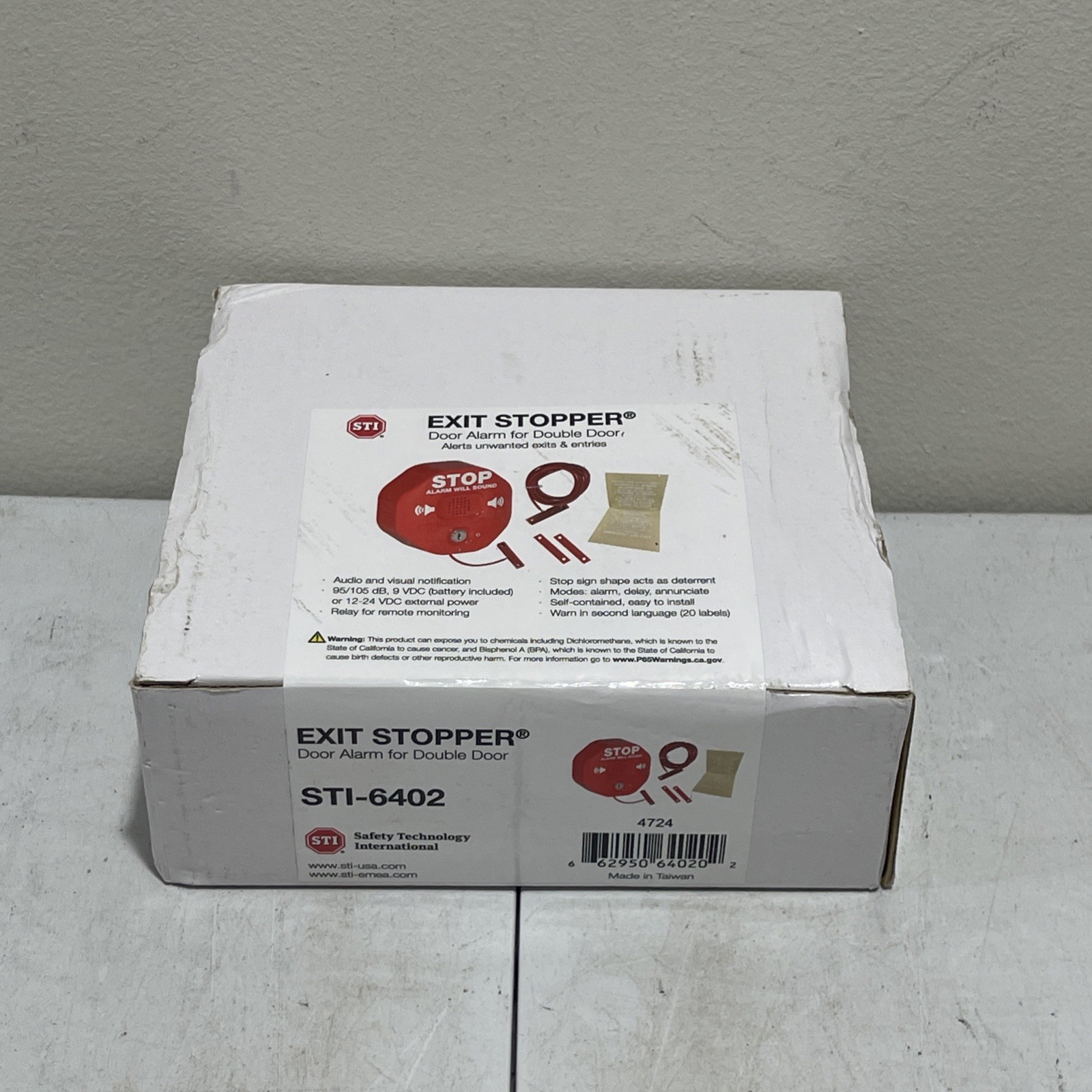 SAFETY TECHNOLOGY INTERNATIONAL STI-6402 Exit Door Alarm,Horn,95 to 105dB