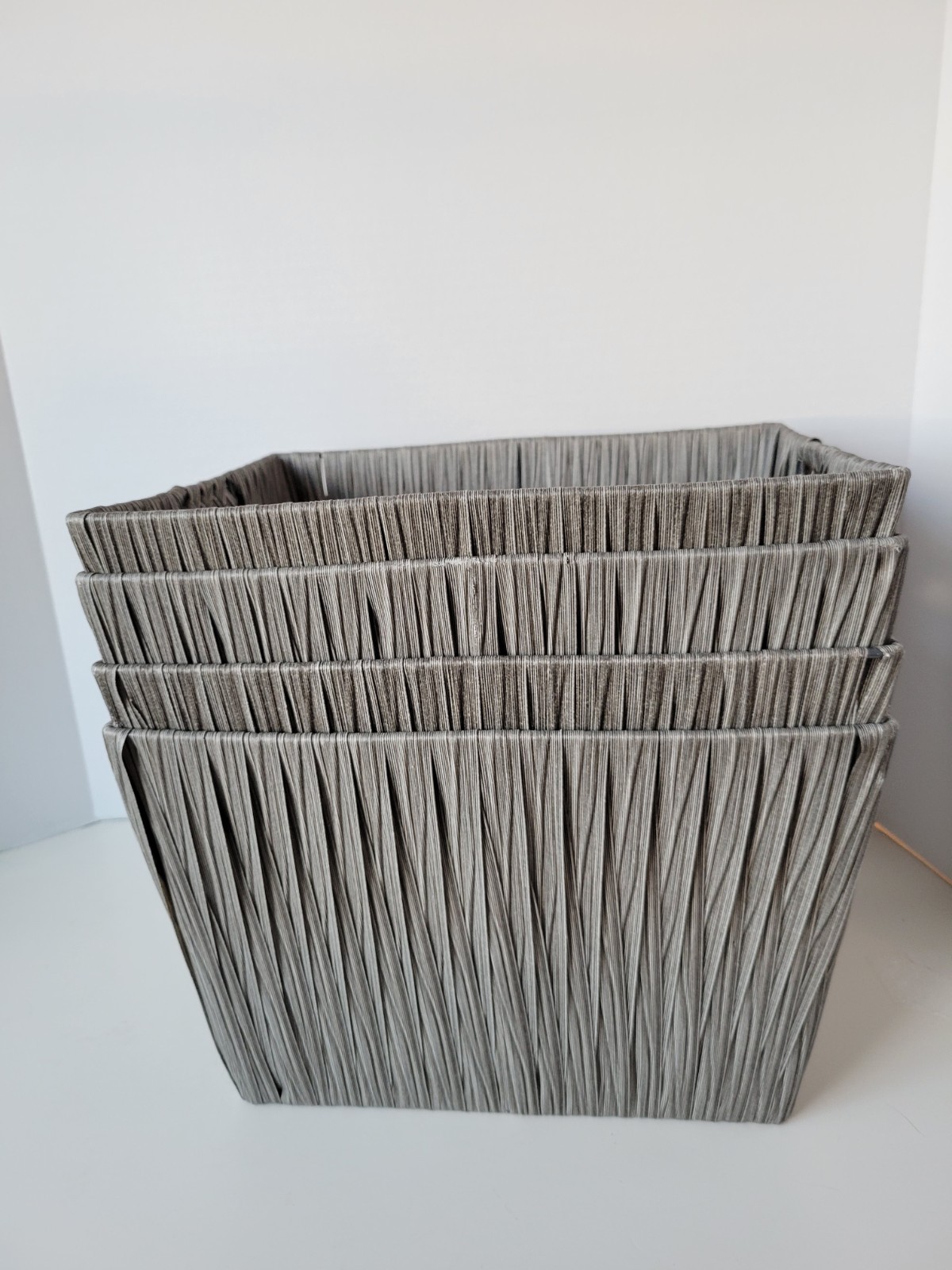 Eco friendly wicker like baskets set of 4 shelve organizers brown