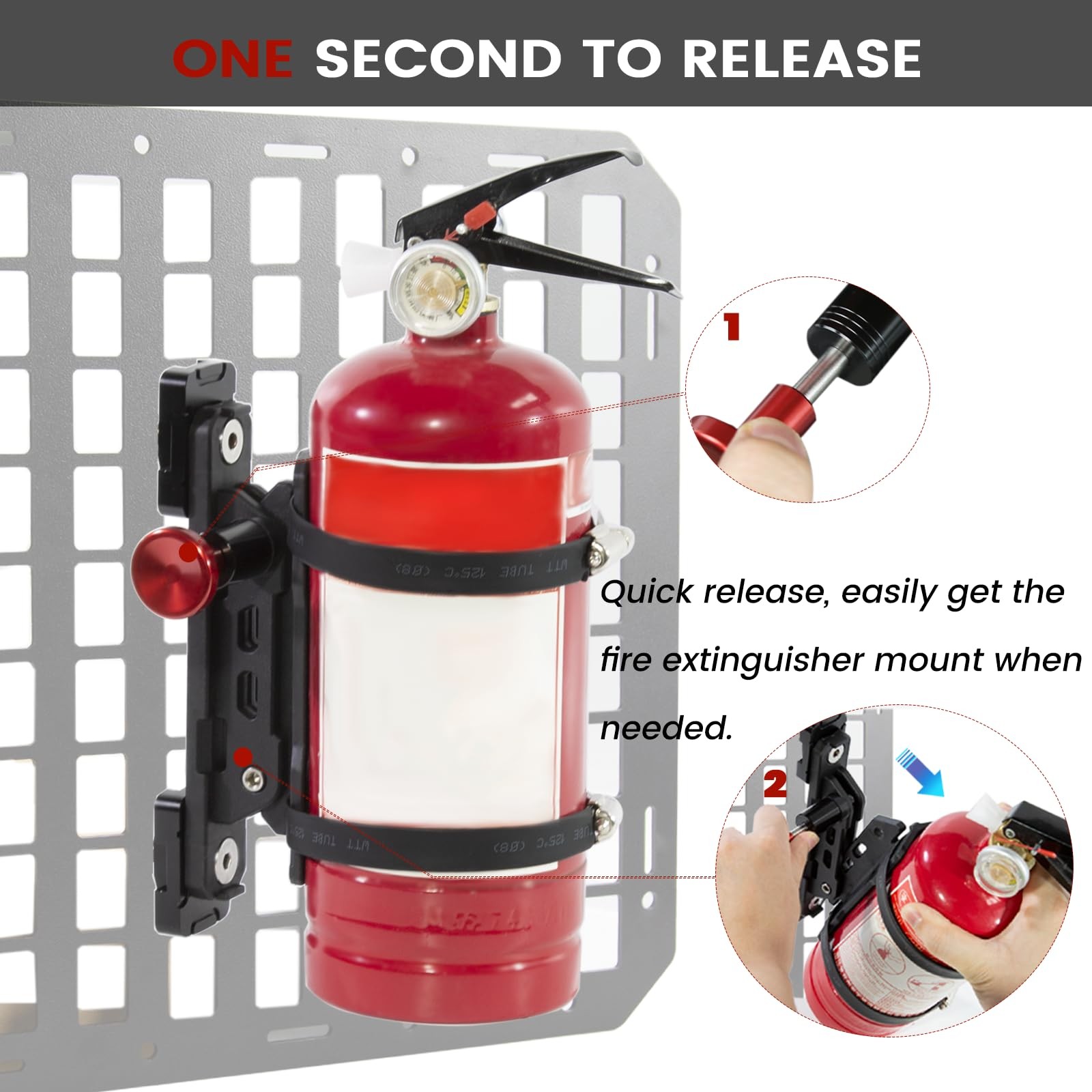 Molle Panel Fire Extinguisher Mount - Tactical Car Quick Release Fire Extingu...
