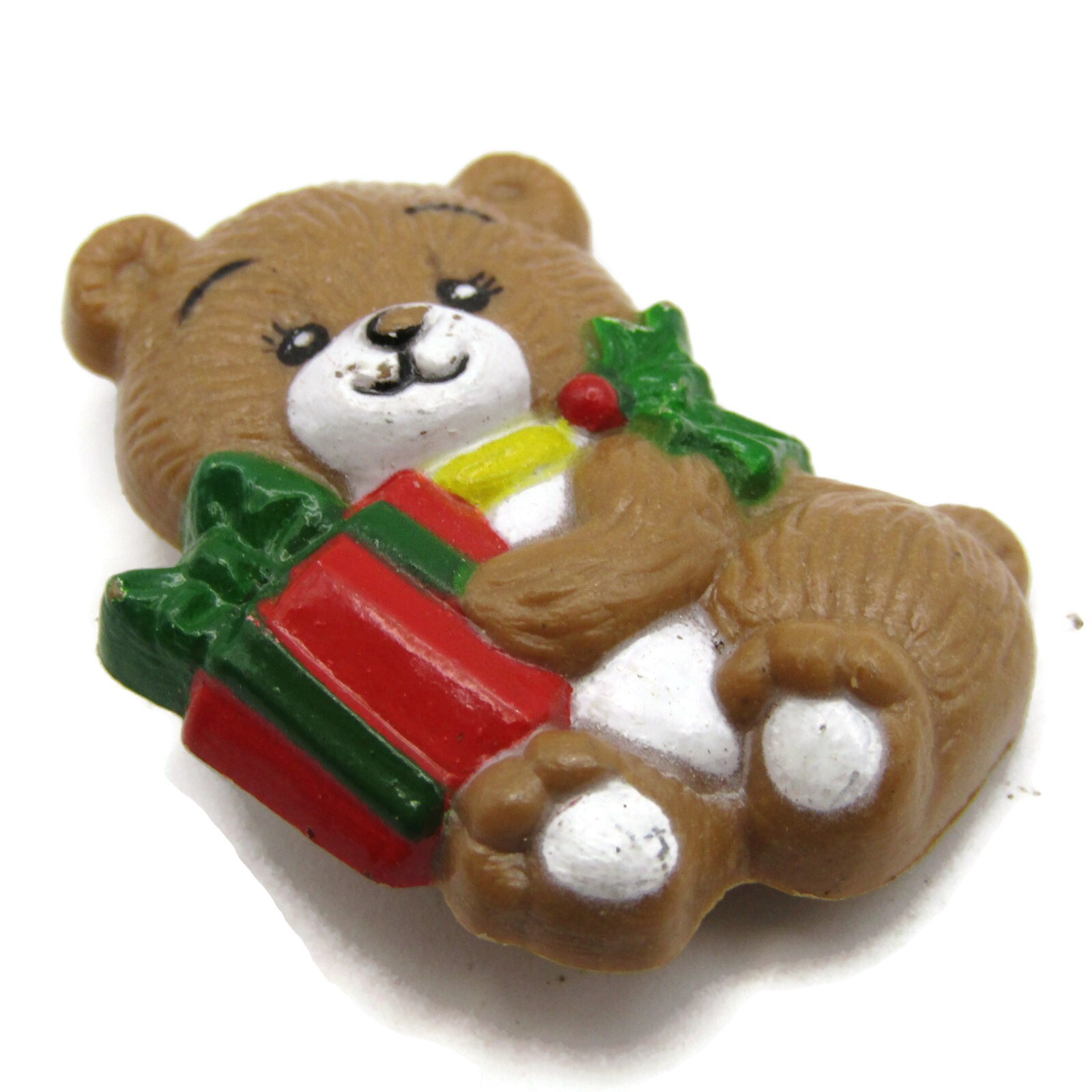 Christmas Teddy Bear Present Pin Vintage