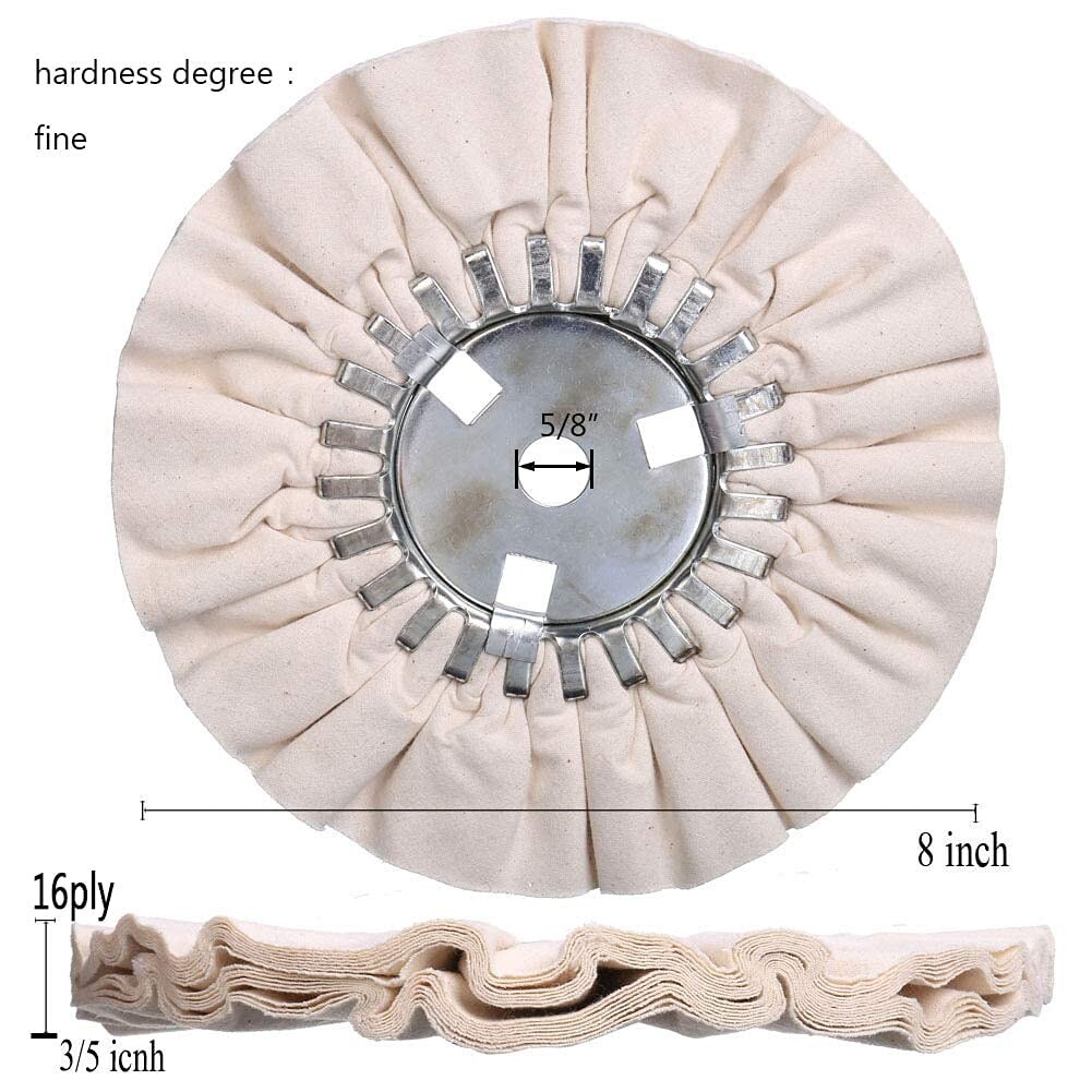 Efficient 8-Inch Buffing Wheel Set: Fine Polish for Aluminum, Brass, and More
