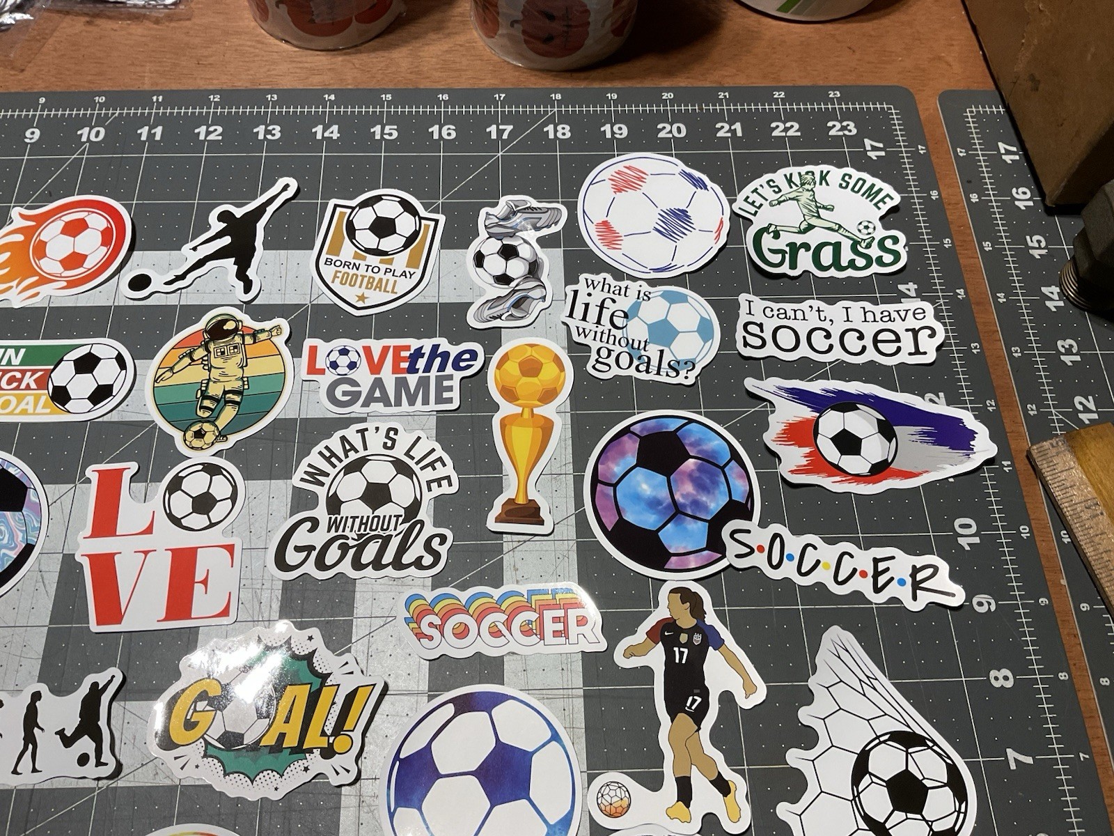 Lot Of 50 + Soccer Related Themed Stickers Decals, Phone Lunch Box, U1