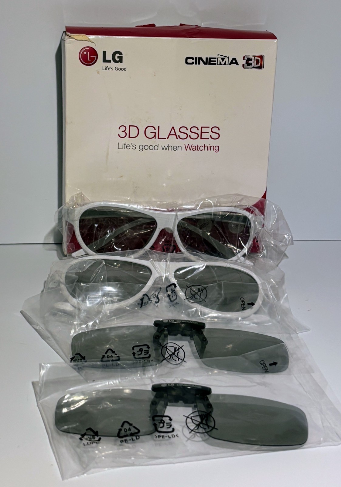 LG 4 Pairs 3D Glasses For LG Cinema 3D AG-F314 Bundle New