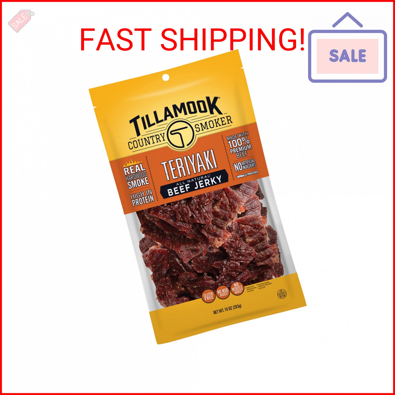 Tillamook Country Smoker Real Hardwood Smoked Beef Jerky, Teriyaki, 10 Ounce