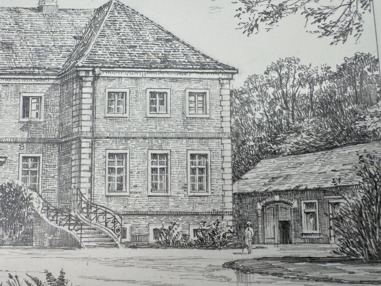 * HEINZ WEHLISCH DRAWING HOUSE ALTENKAMP ASCHENDORF VIEW SIGNED