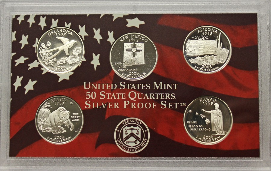 2008 Proof State Quarter Set Gem DCAM 90% Silver