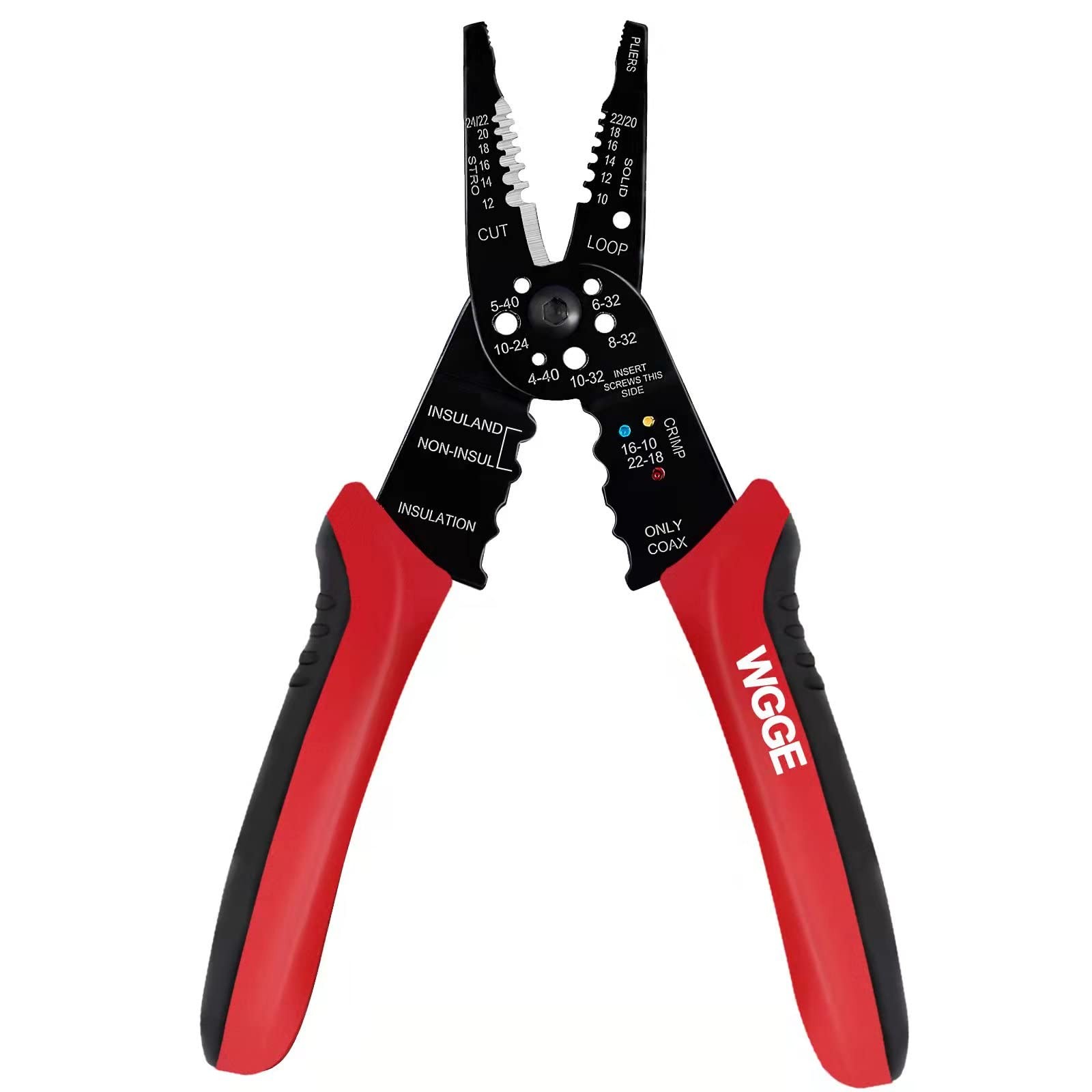 WGGE WG-015 Professional 8-inch Wire Stripper/wire 8"H X 3"W, Red With Black