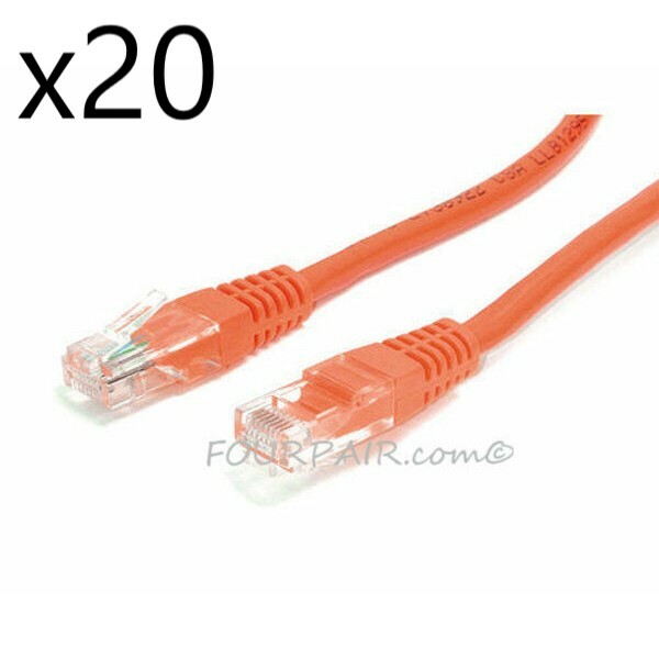 20 Pack Lot 7ft CAT5e Ethernet Network LAN Router Patch Cable Cord Wire Orange