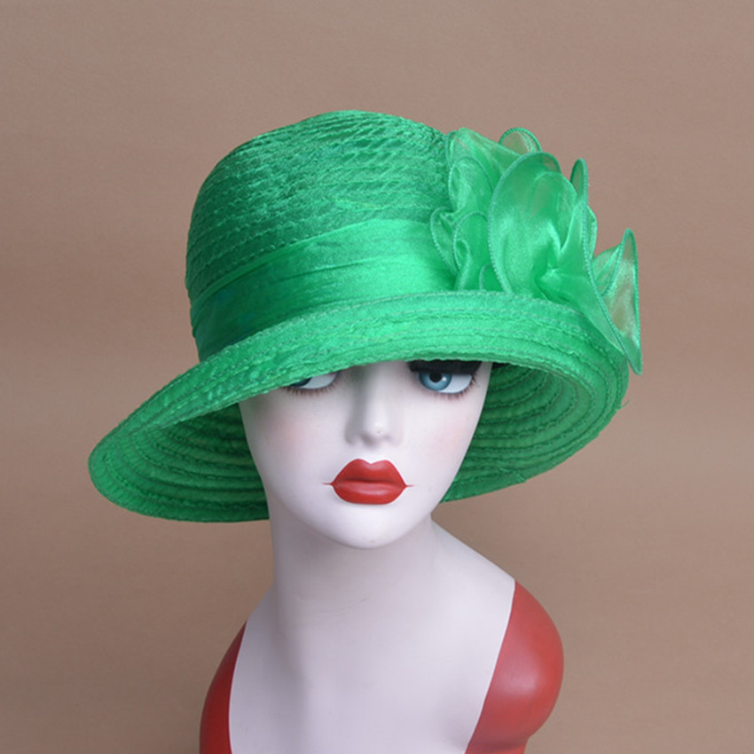 Womens Organza Bowler Bucket Cloche Kentucky Derby Church Sun Beach Hat A267