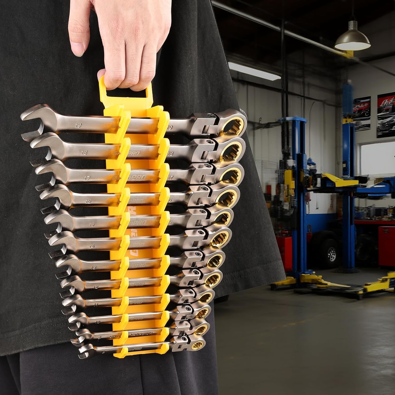GRENPRO Wrench Organizer 2 Pack Magnetic Wrench Holder Tool Box Storage Rack