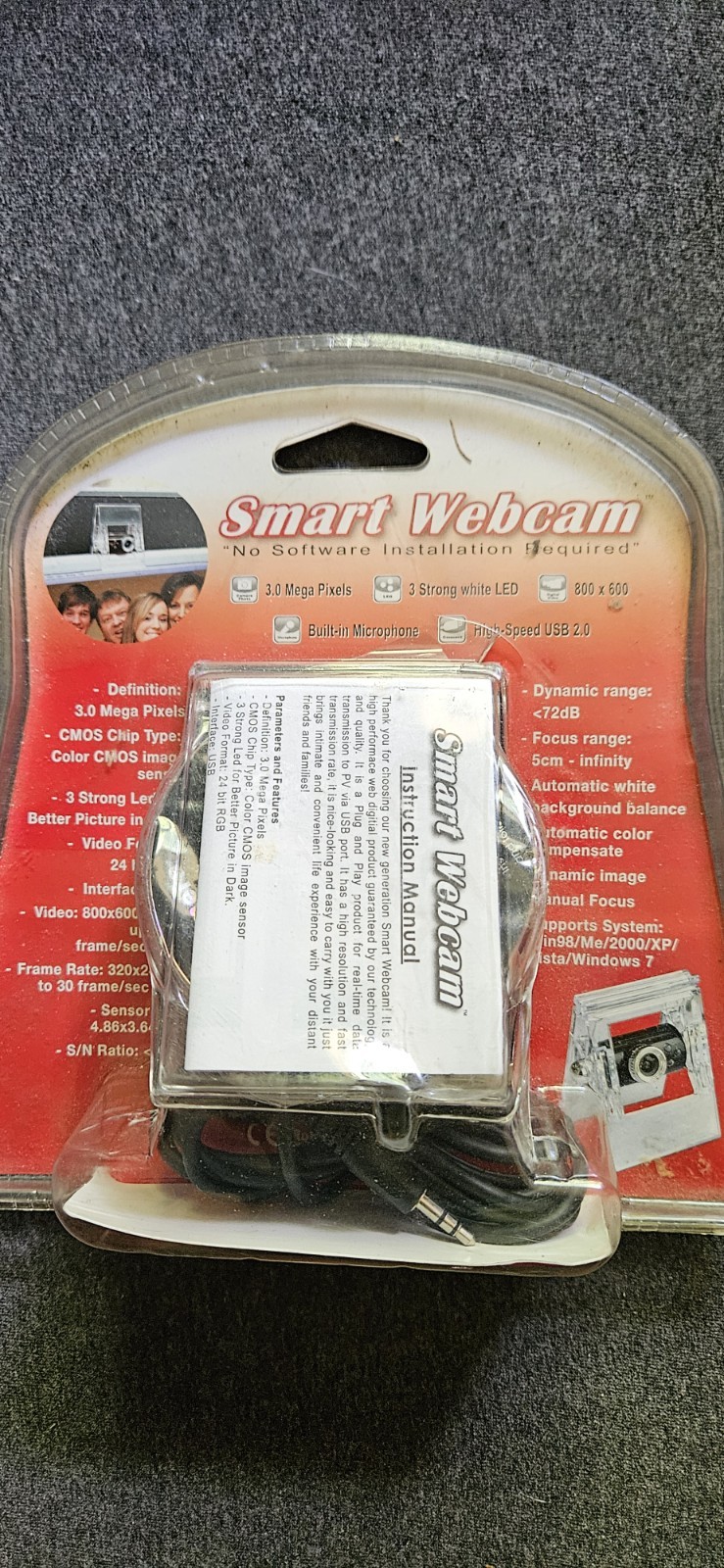 SMART WEBCAM-USB 2.0- 3 LEDs- Built-in Microphone 3 MP New