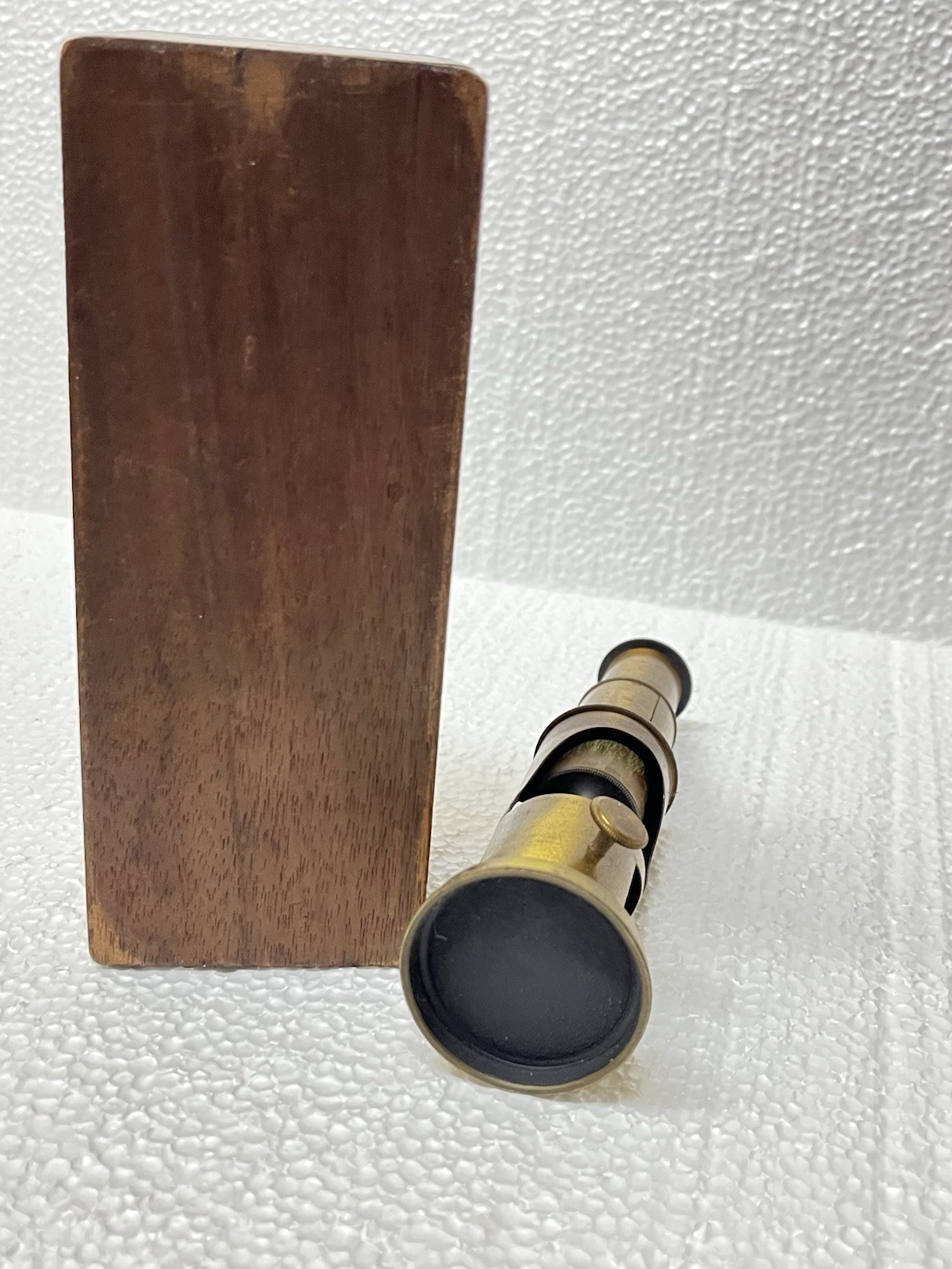 Vtg 1930s English Brass Scientists Field Microscope/ With Solid Boxwood Case