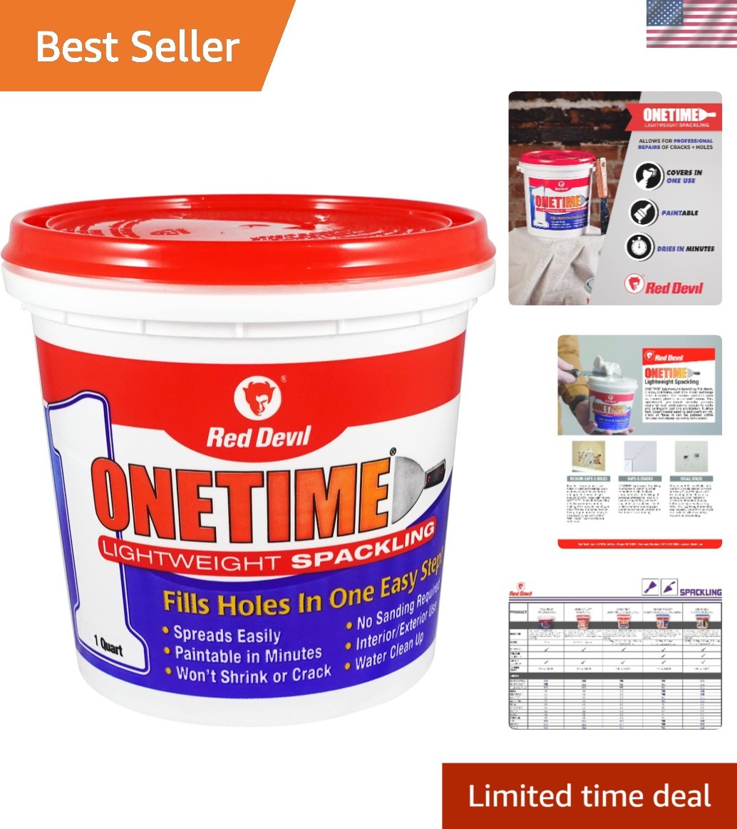 1 Quart ONETIME Spackling Paste for Durable, Smooth Finish – Ideal for Drywall