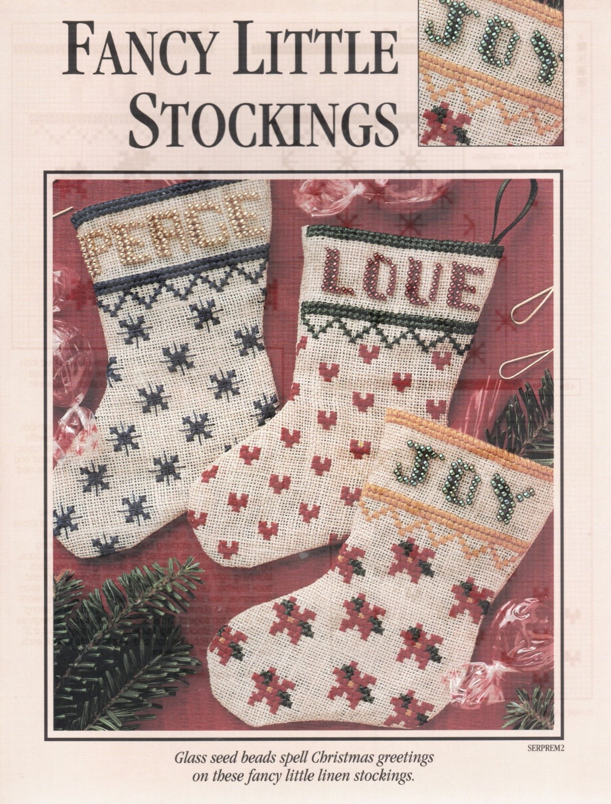 Leisure Arts FANCY LITTLE STOCKINGS Single Cross Stitch Pattern Leaflet