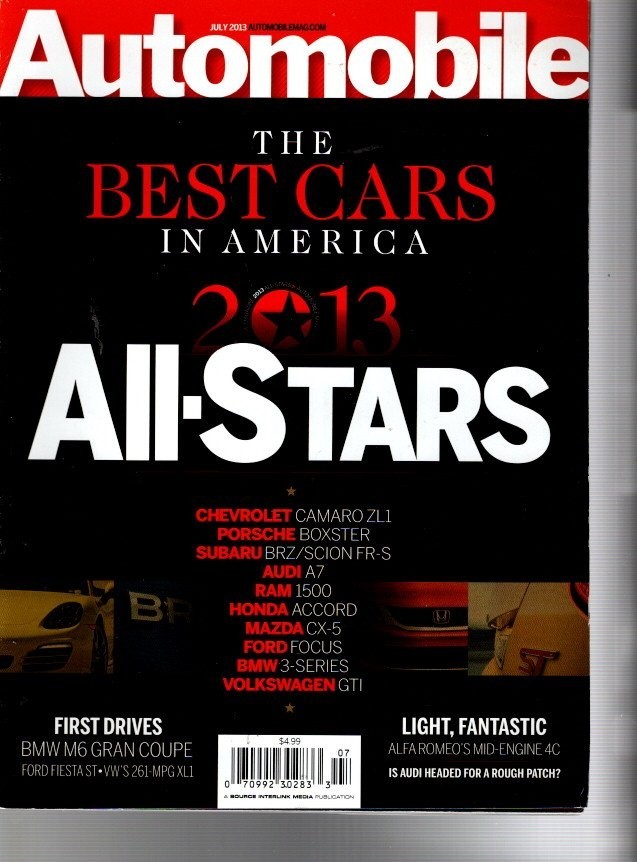 AUTOMOBILE MAGAZINE JUL 2013--Best Cars --FREE SHIP
