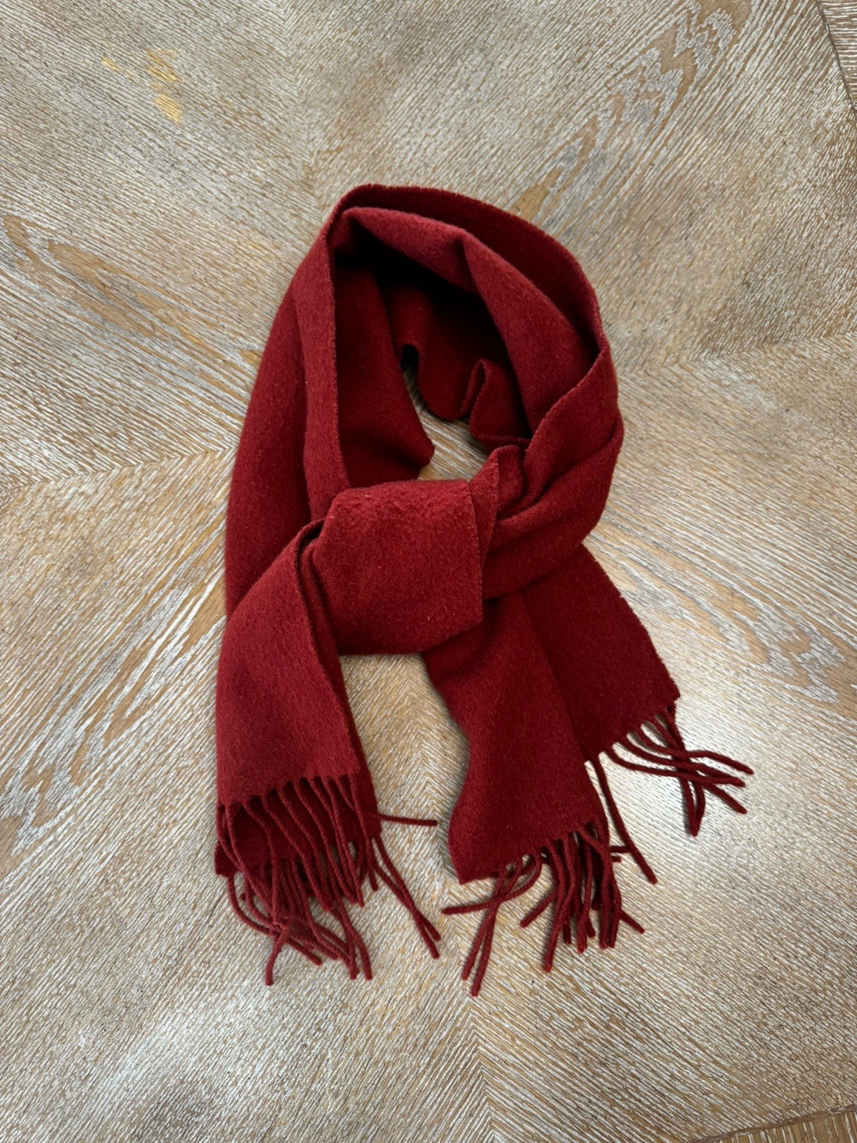 Lochcarron Burgundy Scarf With Fringe Made In Scotland 11.5”X56” Pure Wool
