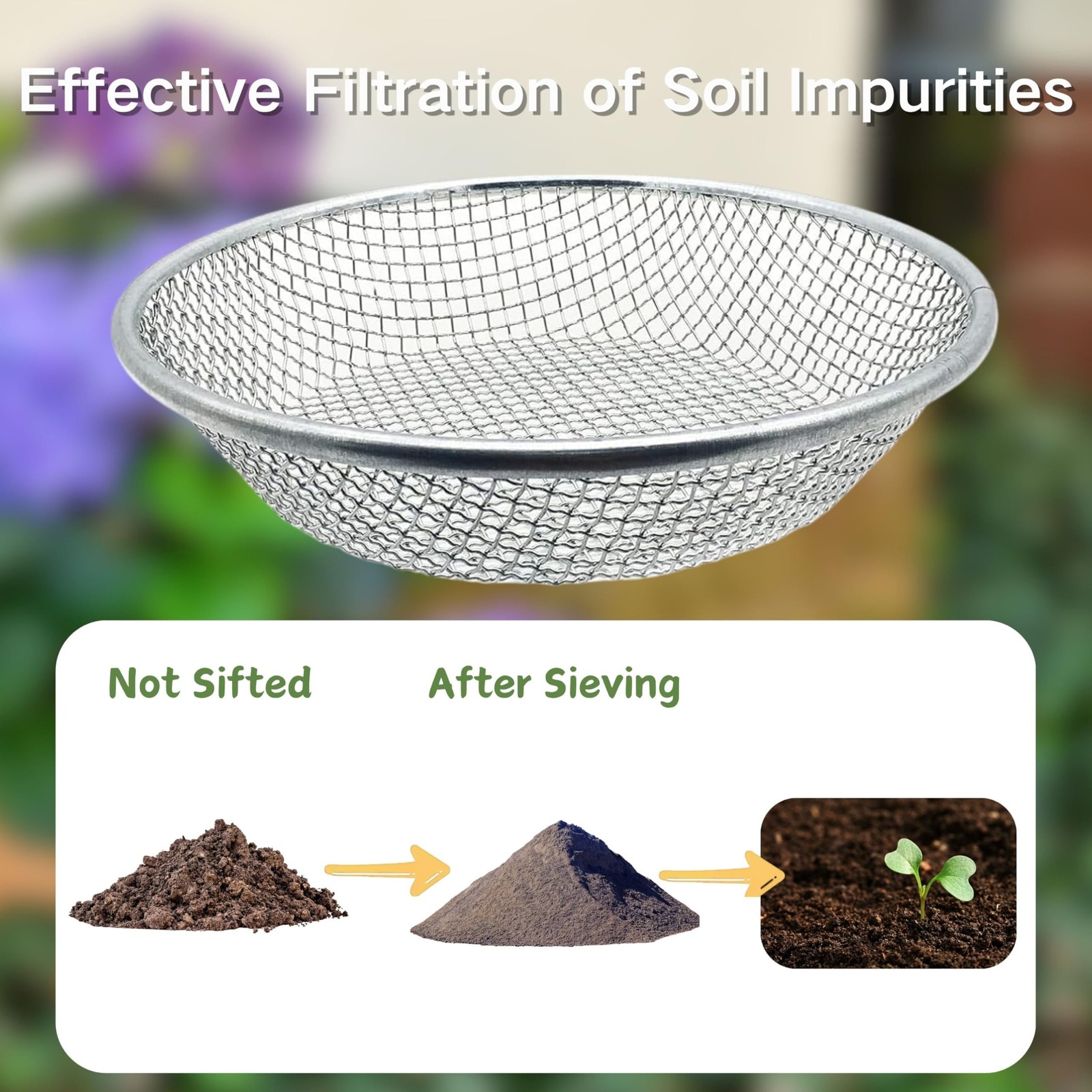 3PCS Soil Sifter for Gardening, Rock Sifter for 5gallon Bucket, Dirt Sifter C...