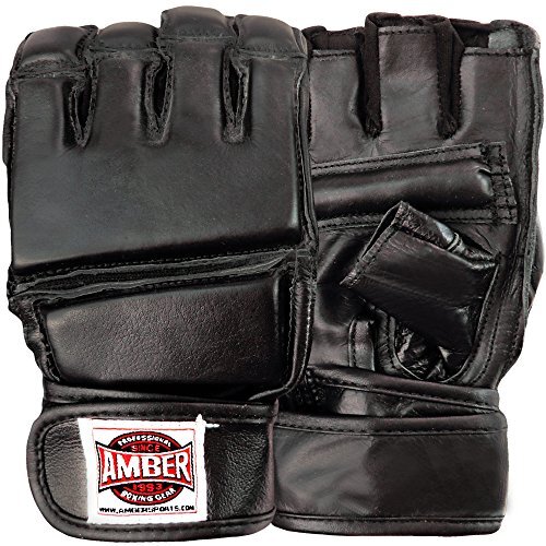 Amber Premium Grappling Gloves for MMA Leather, Enhanced Grip, Wrist Support