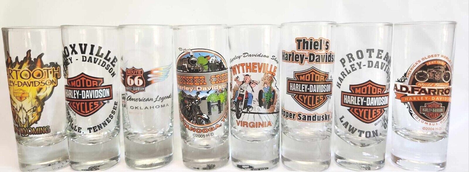 YOU PICK! Harley Davidson Tall 4"  Shot Glass Ohio OK TN WY Virginia