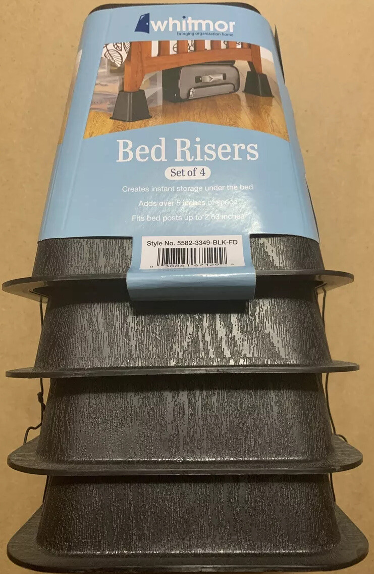Whitmor Bed Risers Set Of 4 Creates Instant Storage Under The Bed Adds Over 5in