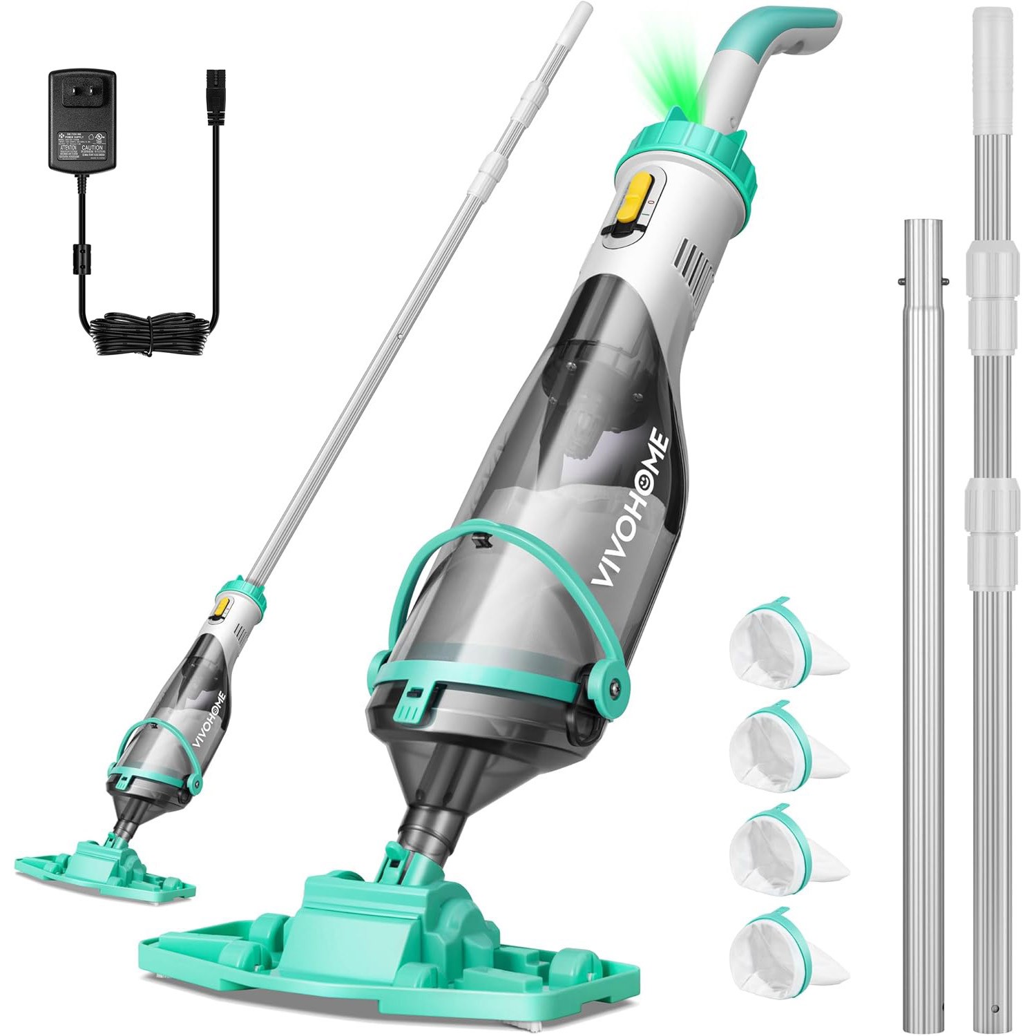Cordless Pool Vacuum Cleaner 1110GPH Handheld Rechargeable for Pools Spas 60min