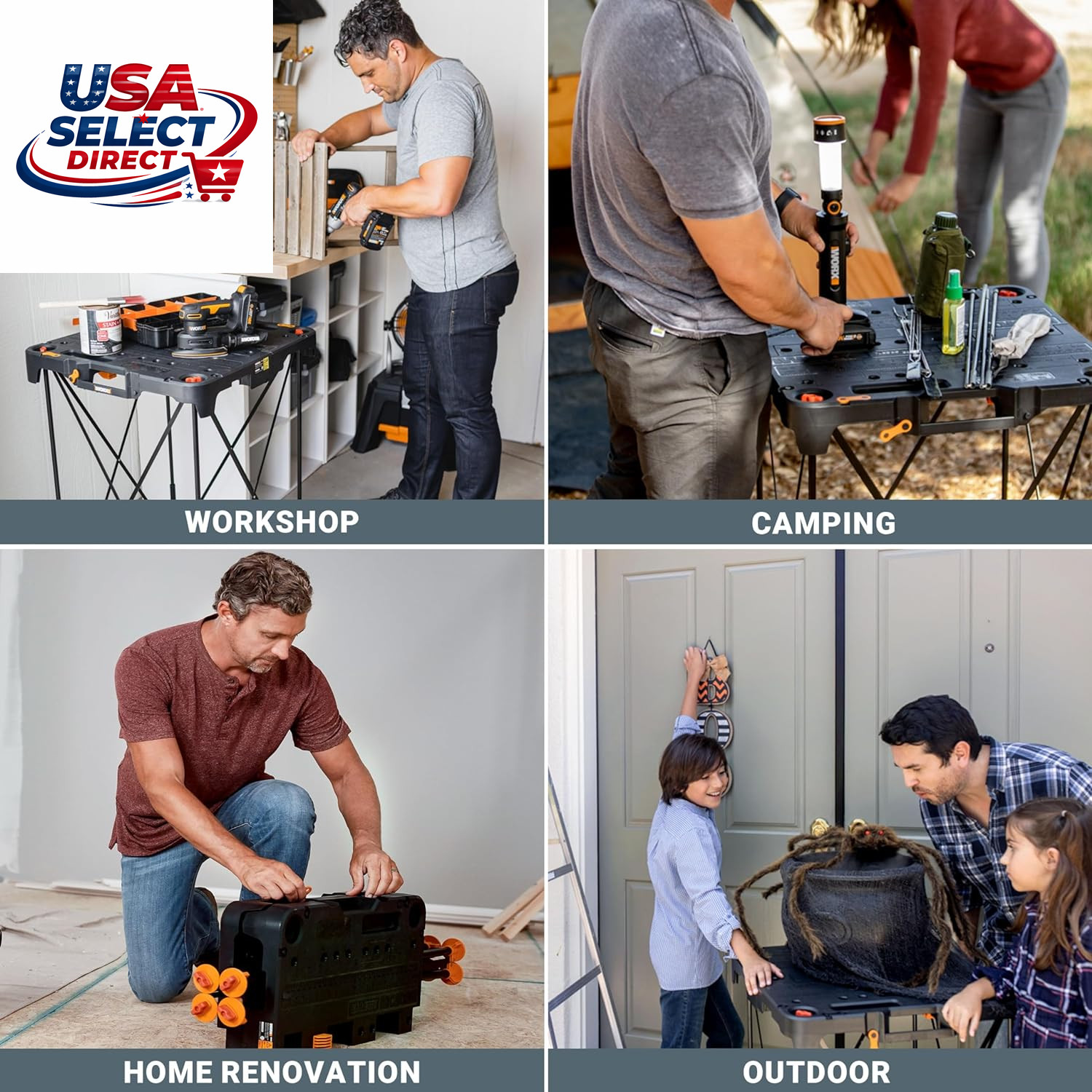 WX066 Sidekick Folding Work Table, Portable All-In-One Work Bench