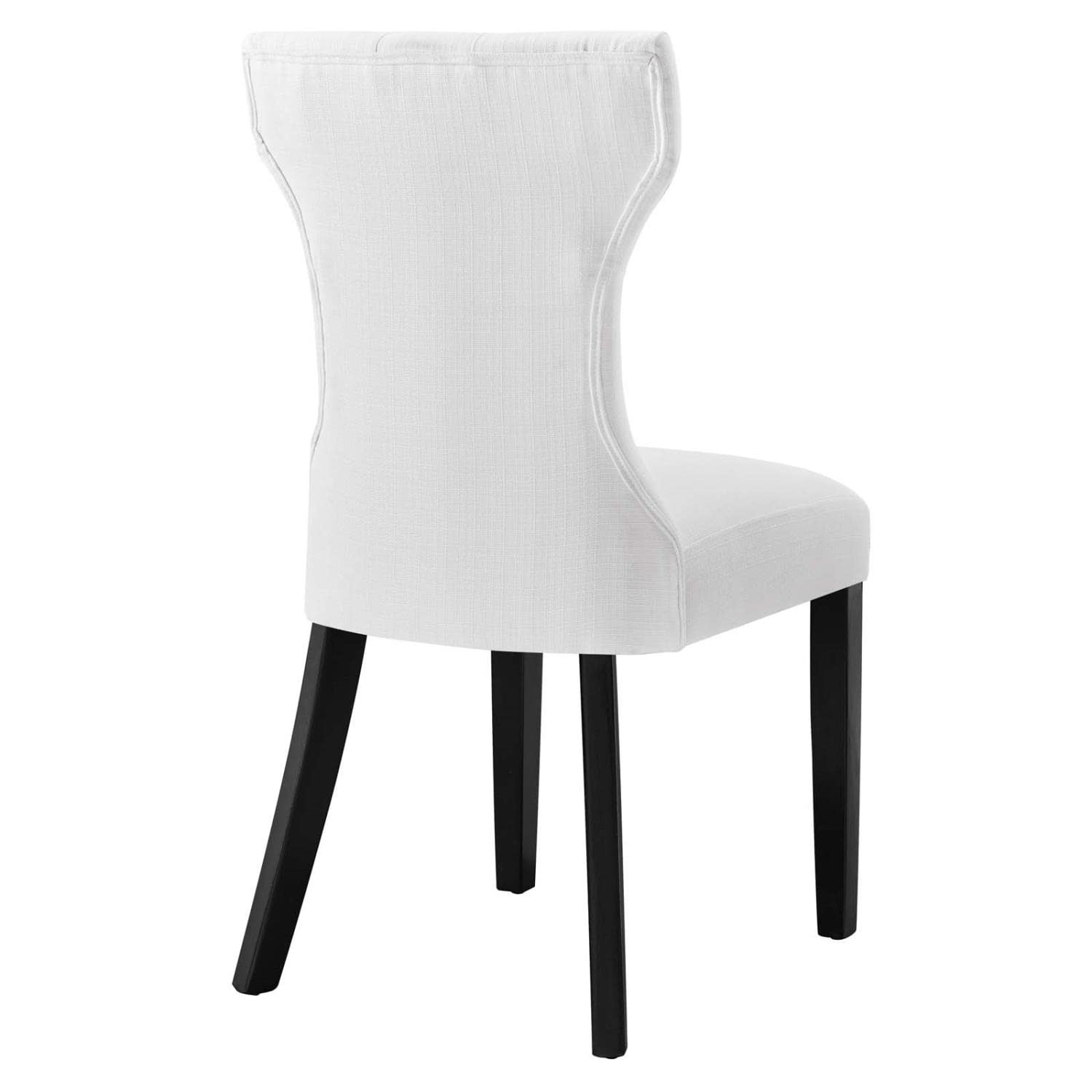 Maklaine Polyester Fabric and Rubberwood Dining Side Chair in White