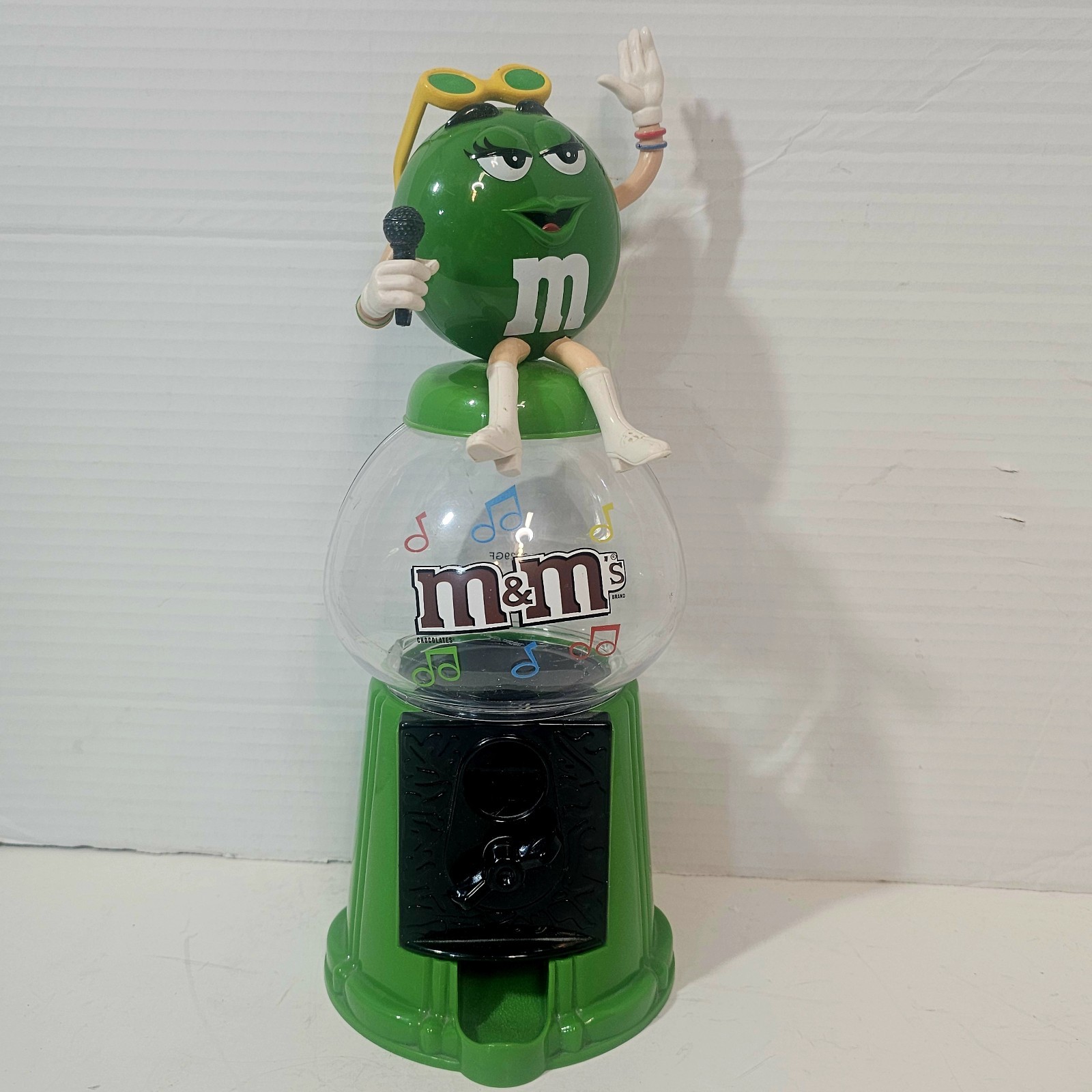 M&M's Green Lady with Sunglasses Novelty Candy Dispenser & Coin Bank 2009