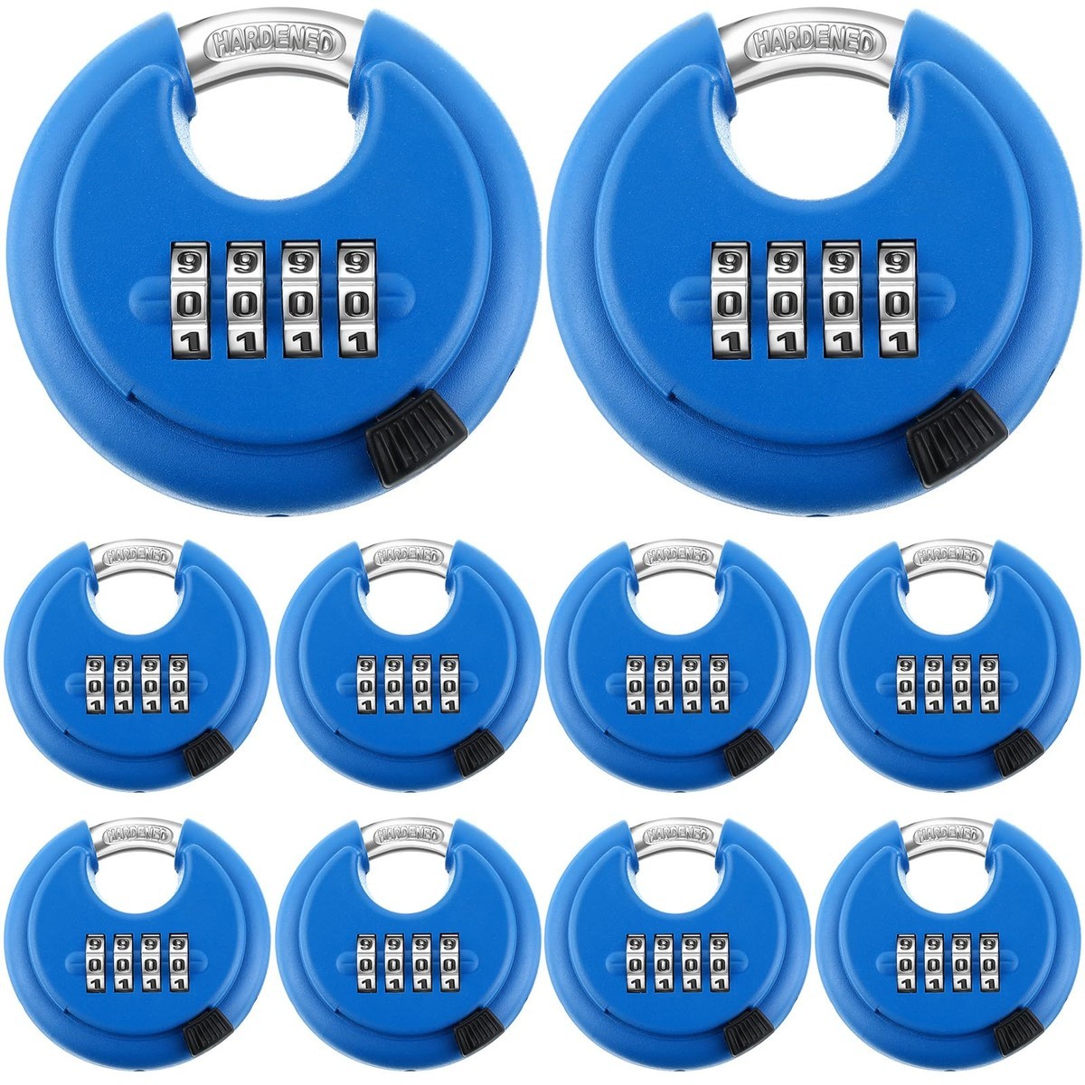 Maitys 4 Digit Combination Padlock 10 Pack Blue - Stainless Steel Disc Lock