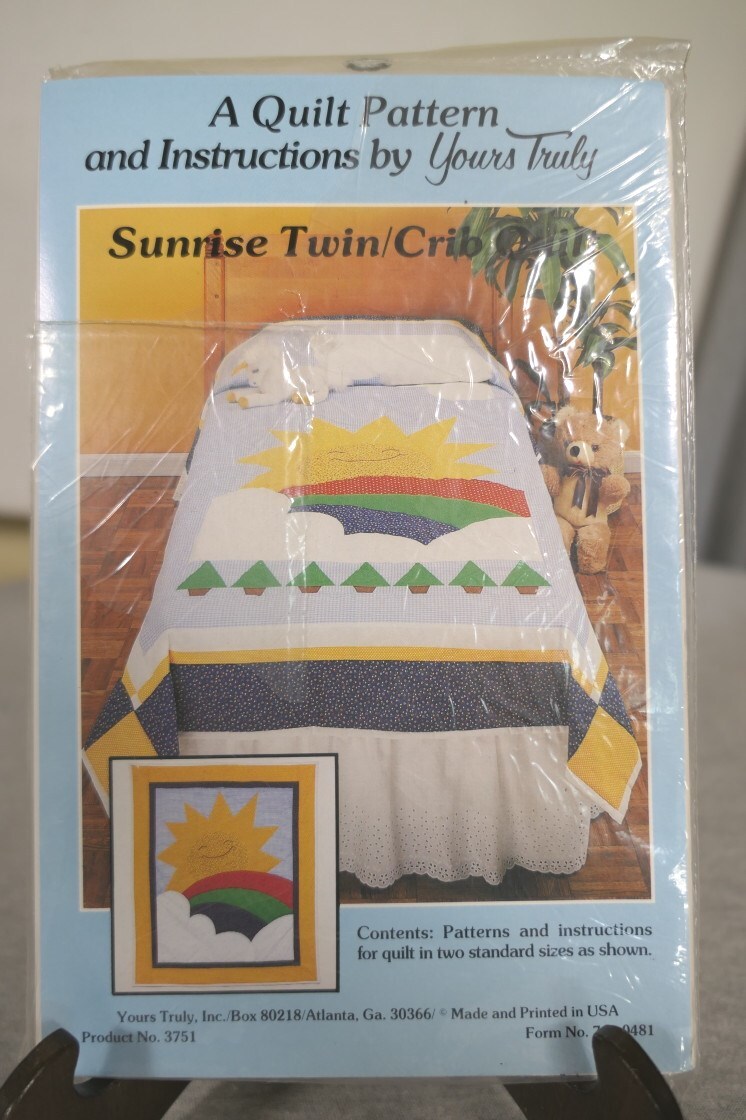 NEW Yours Truly 2 Sizes Twin Crib Quilt Pattern "Sunrise" #3751 USA Made