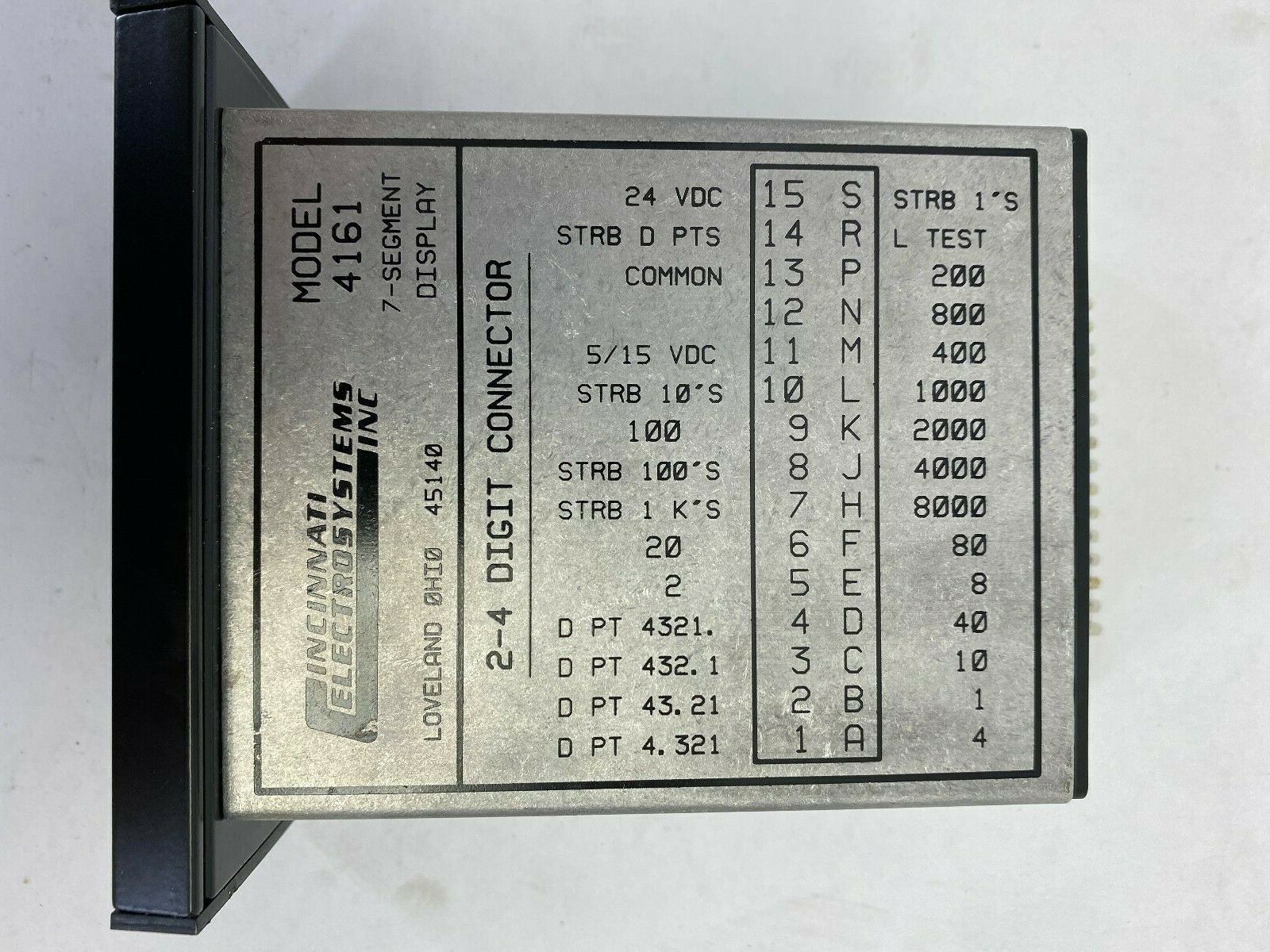 Cincinnati Electrosystems Model 4161 Panel Segment Display Module