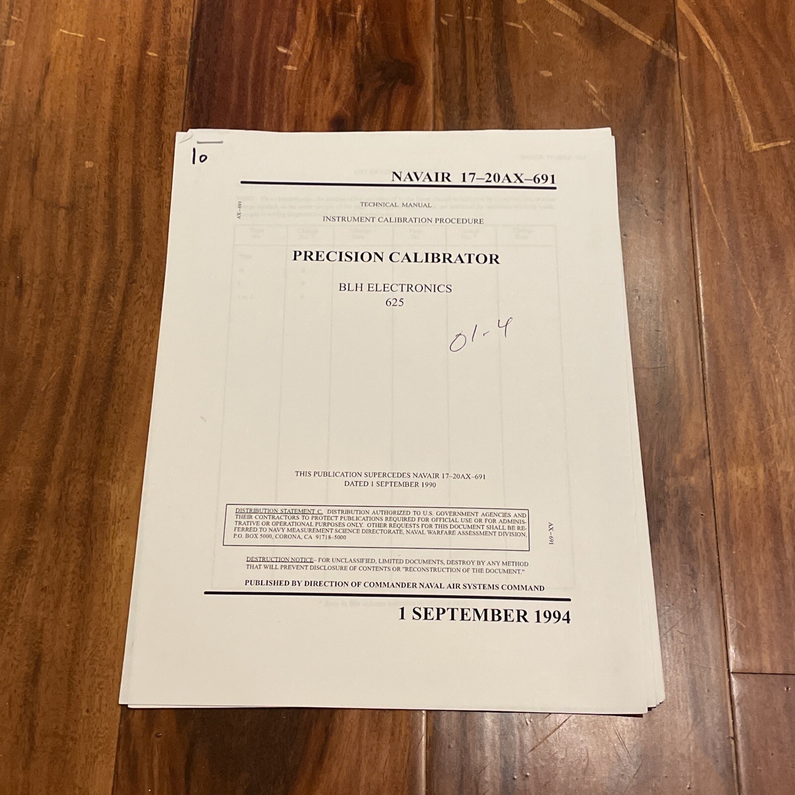 BLH 625 Precision Calibrator Navair 17-20AX-691 Calibration Manual 1994