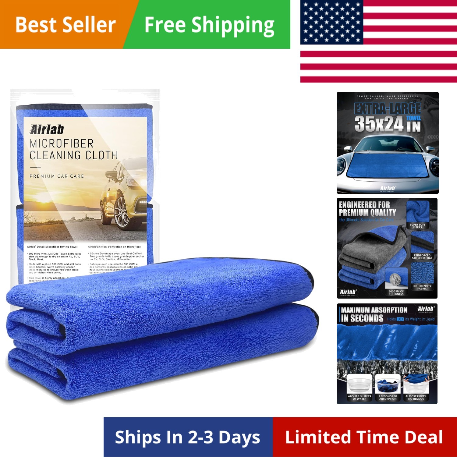 Microfiber Towels for Cars Wash Drying Thick Plush Cleaning Cloth Auto Detail...