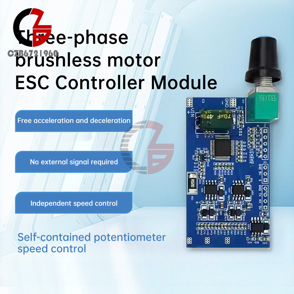 3-Phase Brushless Motor ESC Speed Controller Module W/ Hall DC12-24V 10A STC32G