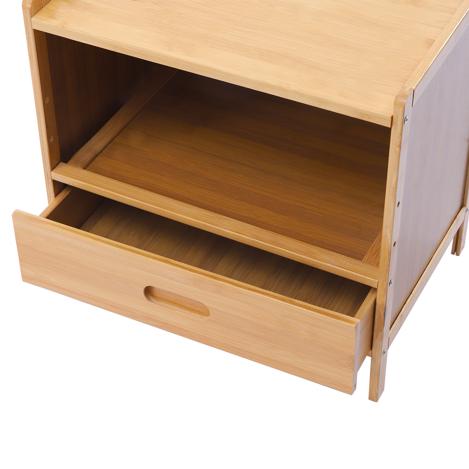 Bamboo Night Stand Bedside Table- Bed Side Table with Drawers, Small Nightstand
