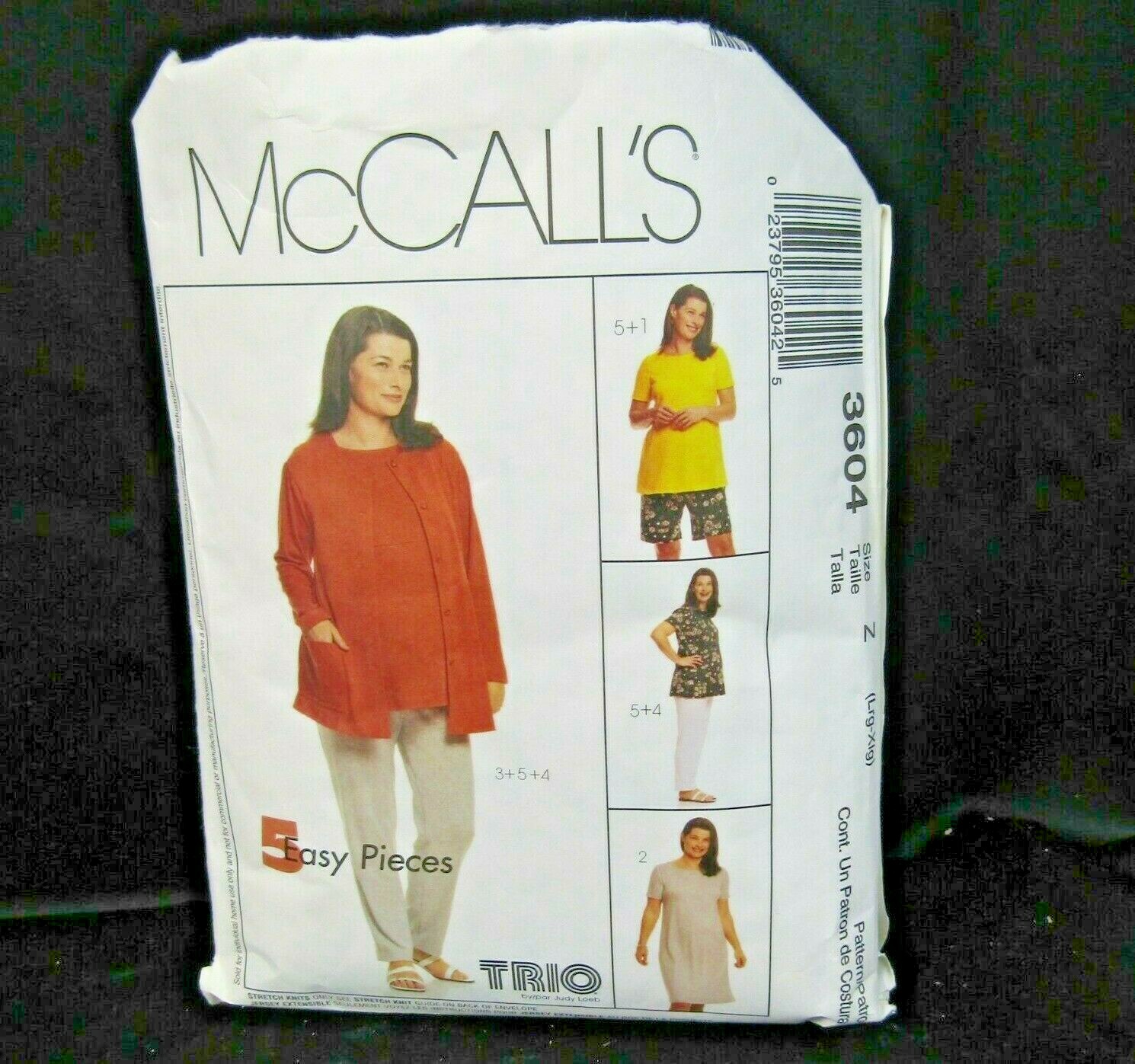 McCall Pattern 3604 Maternity Dress Top Cardigan Pants Shorts Sz 16 18 CUT